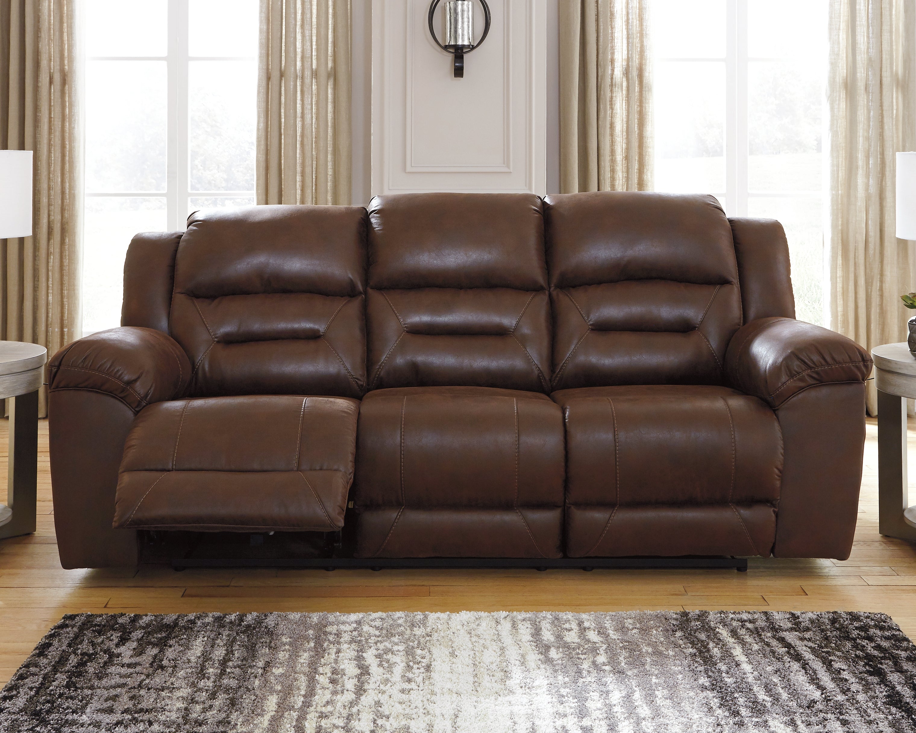 Family Deals Furniture - Ashley Furniture - Stoneland Living Room - Reclining Power Sofa / Chocolate - 3990487