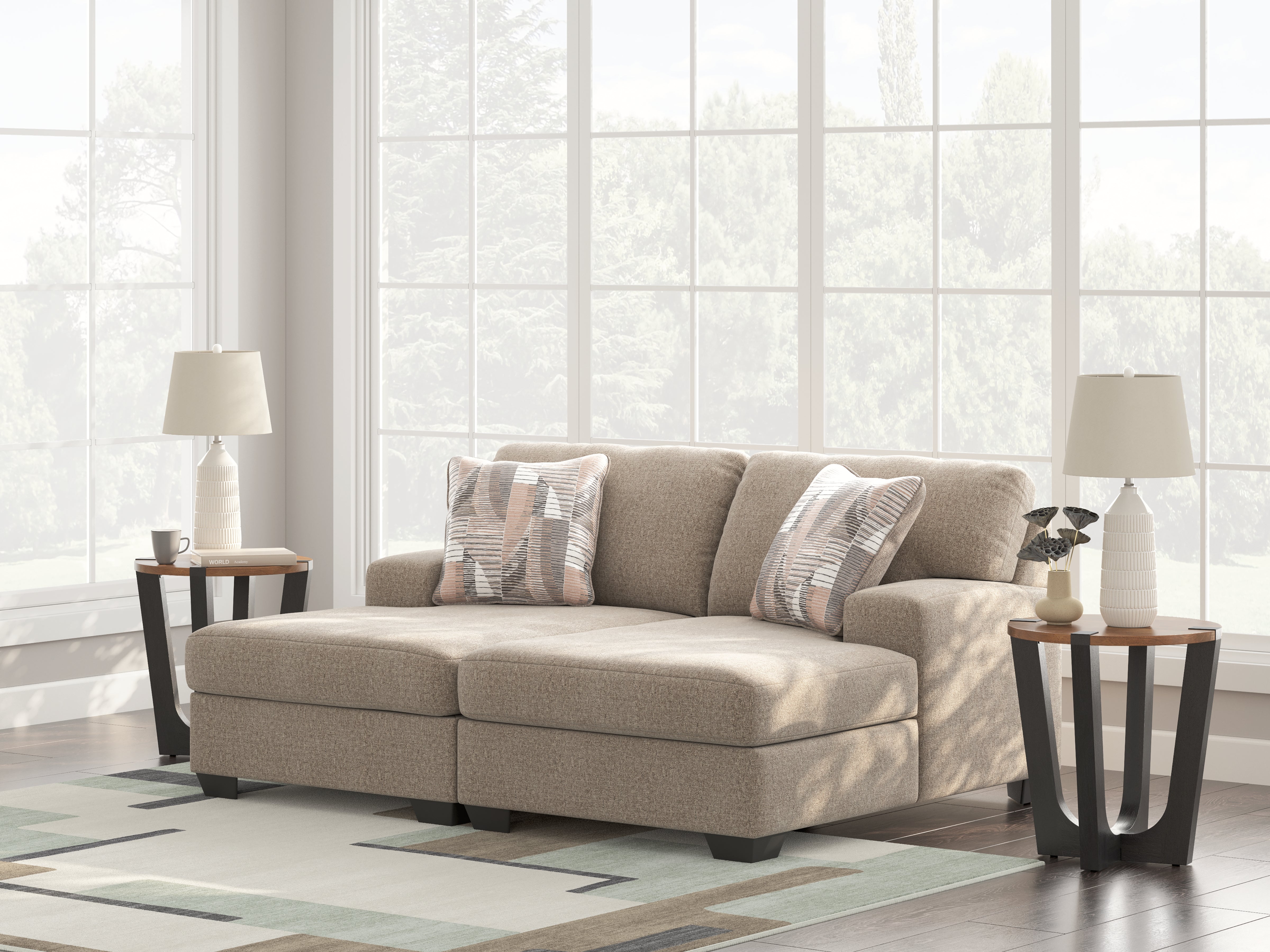 Family Deals Furniture - Ashley Furniture - Newellen Sectional - RAF 2-Piece Super Chaise / Hemp - 48404S4