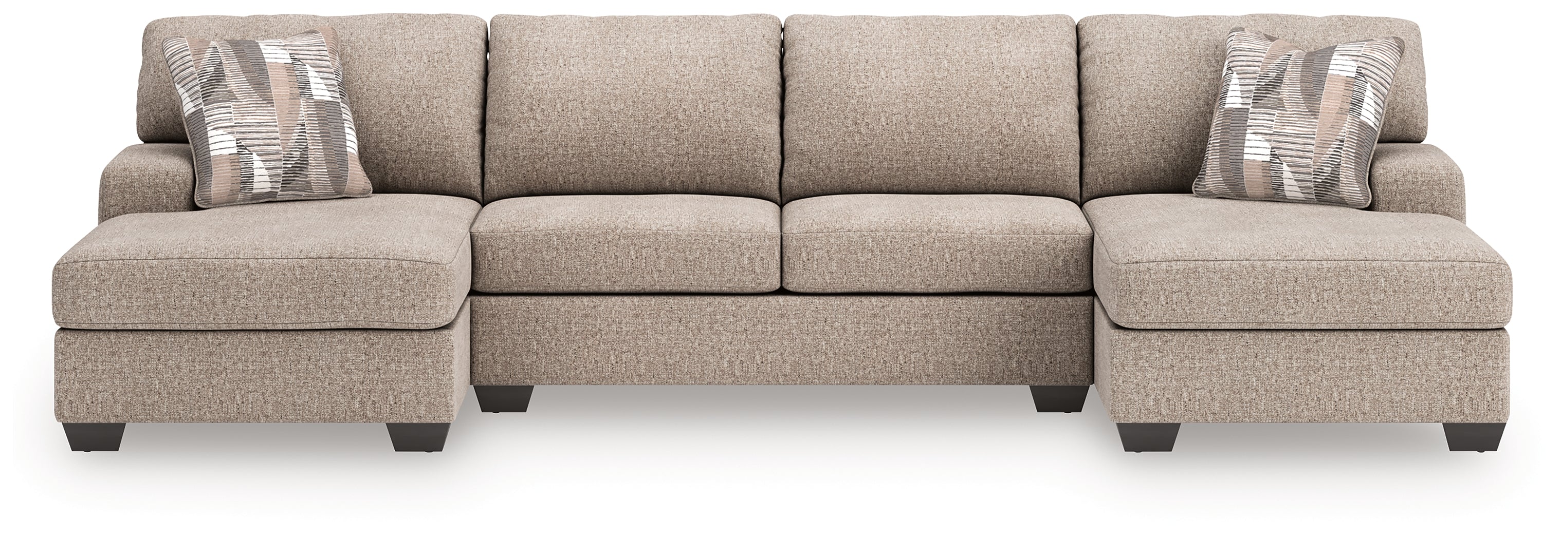 Family Deals Furniture - Ashley Furniture - Newellen Sectional - RAF 3-Piece Sectional with Double Chaise / Hemp - 48404S3