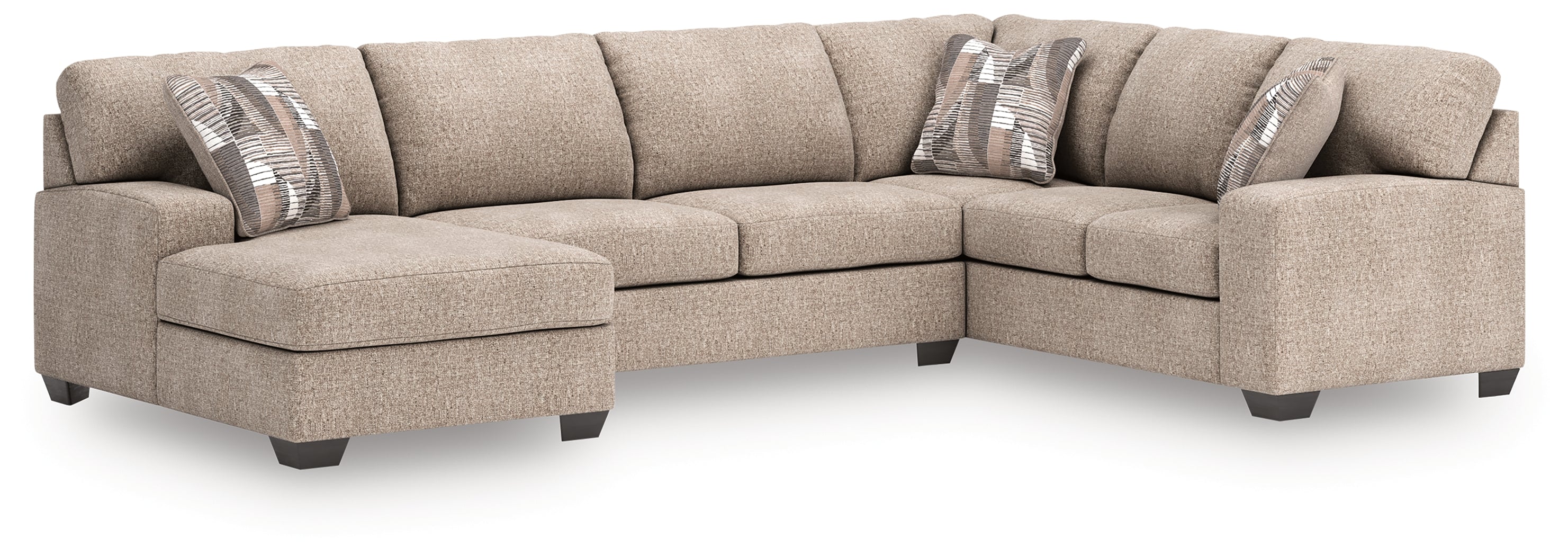 Family Deals Furniture - Ashley Furniture - Newellen Sectional - RAF 3-Piece Sectional with Chaise / Hemp - 48404S1