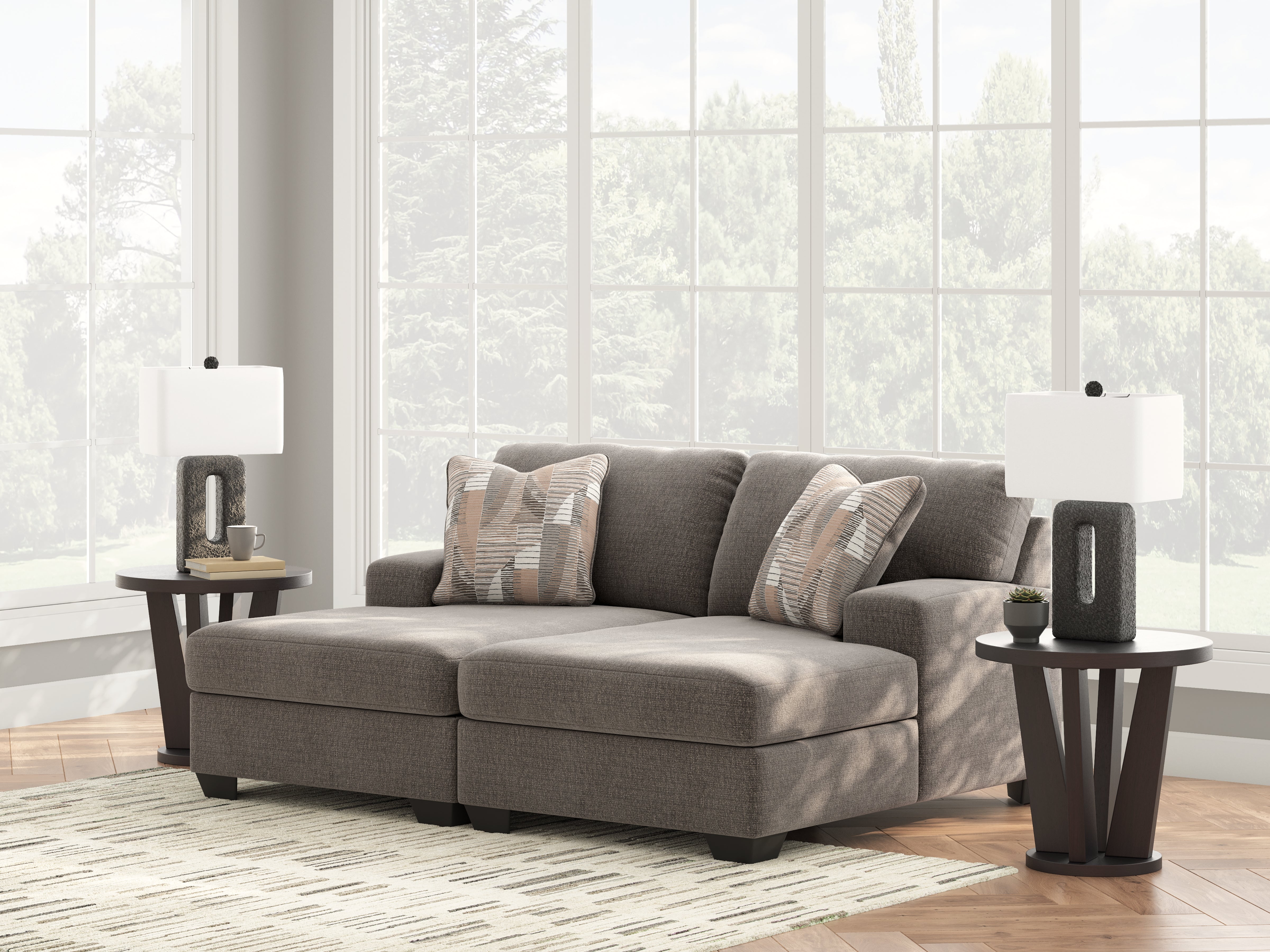 Family Deals Furniture - Ashley Furniture - Newellen Sectional - RAF 2-Piece Super Chaise / Greystone - 48405S4