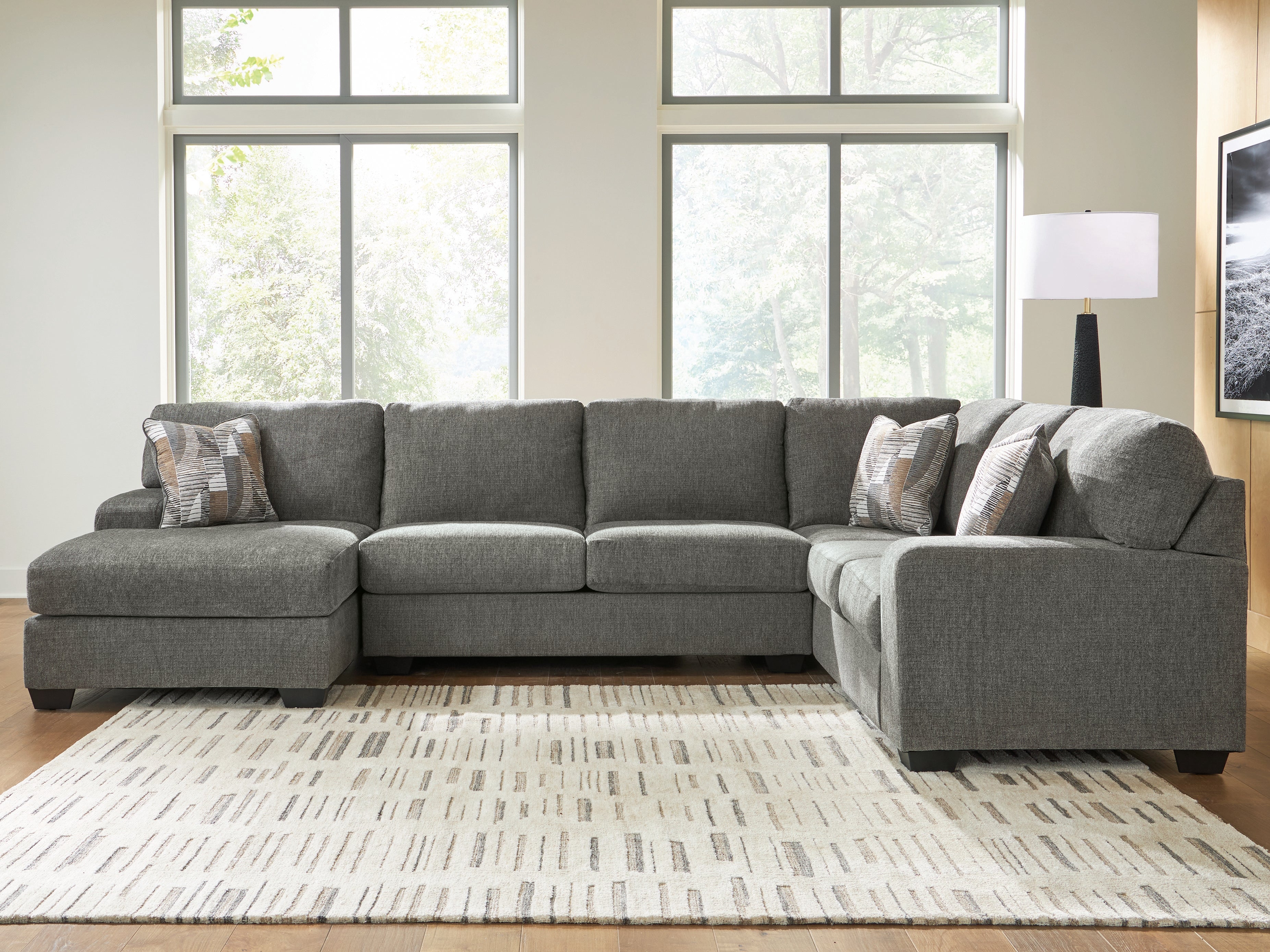 Family Deals Furniture - Ashley Furniture - Revenna Sectional - RAF 3-Piece Sleeper Sectional with Chaise / Greystone - PC48405S5