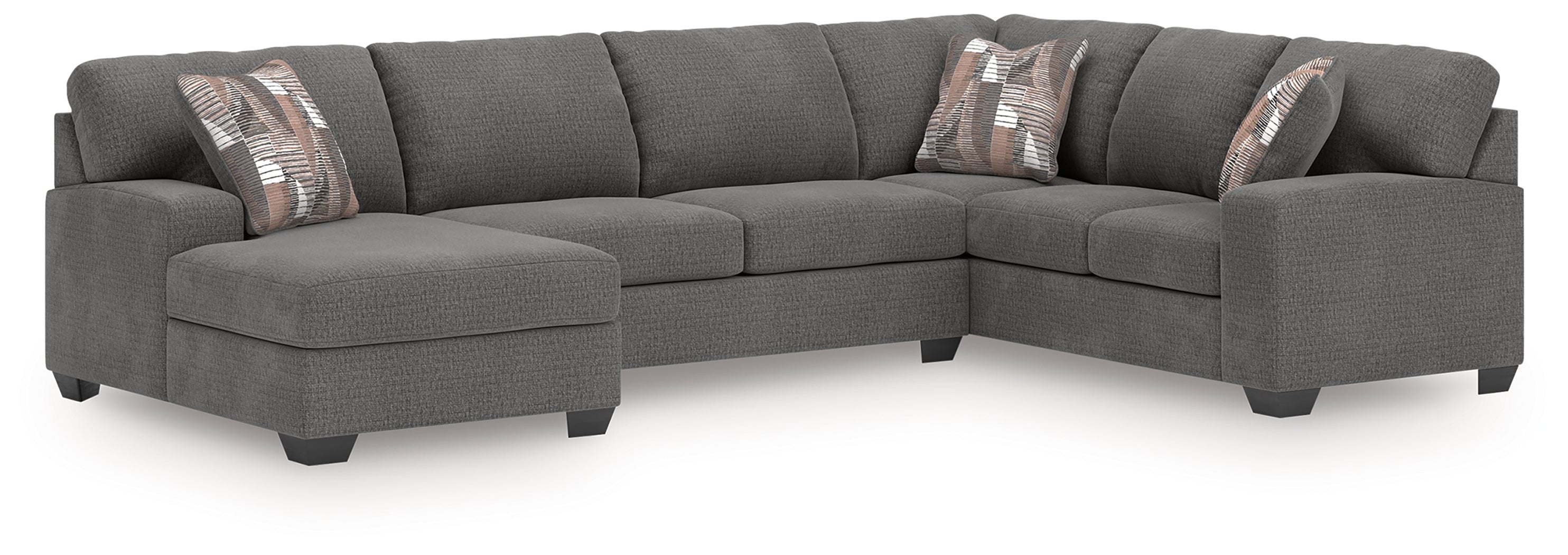 Family Deals Furniture - Ashley Furniture - Newellen Sectional - RAF 3-Piece Sectional with Chaise / Greystone - 48405S1