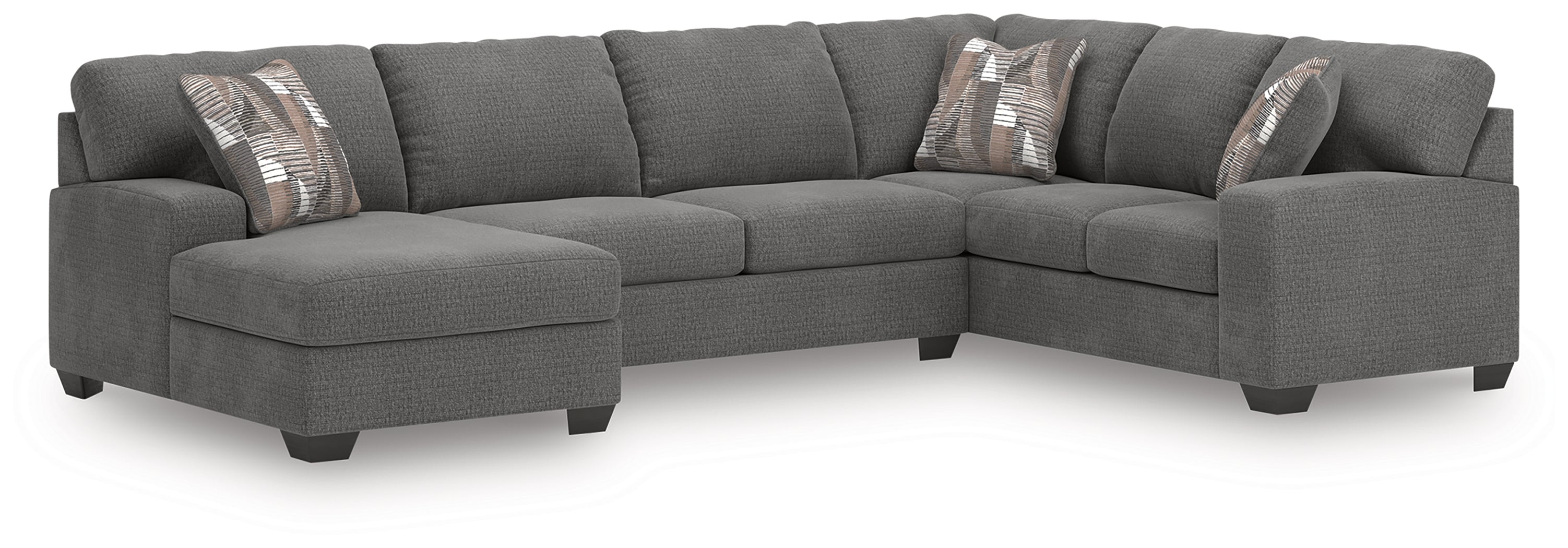 Family Deals Furniture - Ashley Furniture - Newellen Sectional - RAF 3-Piece Sleeper Sectional with Chaise / Greystone - 48405S5