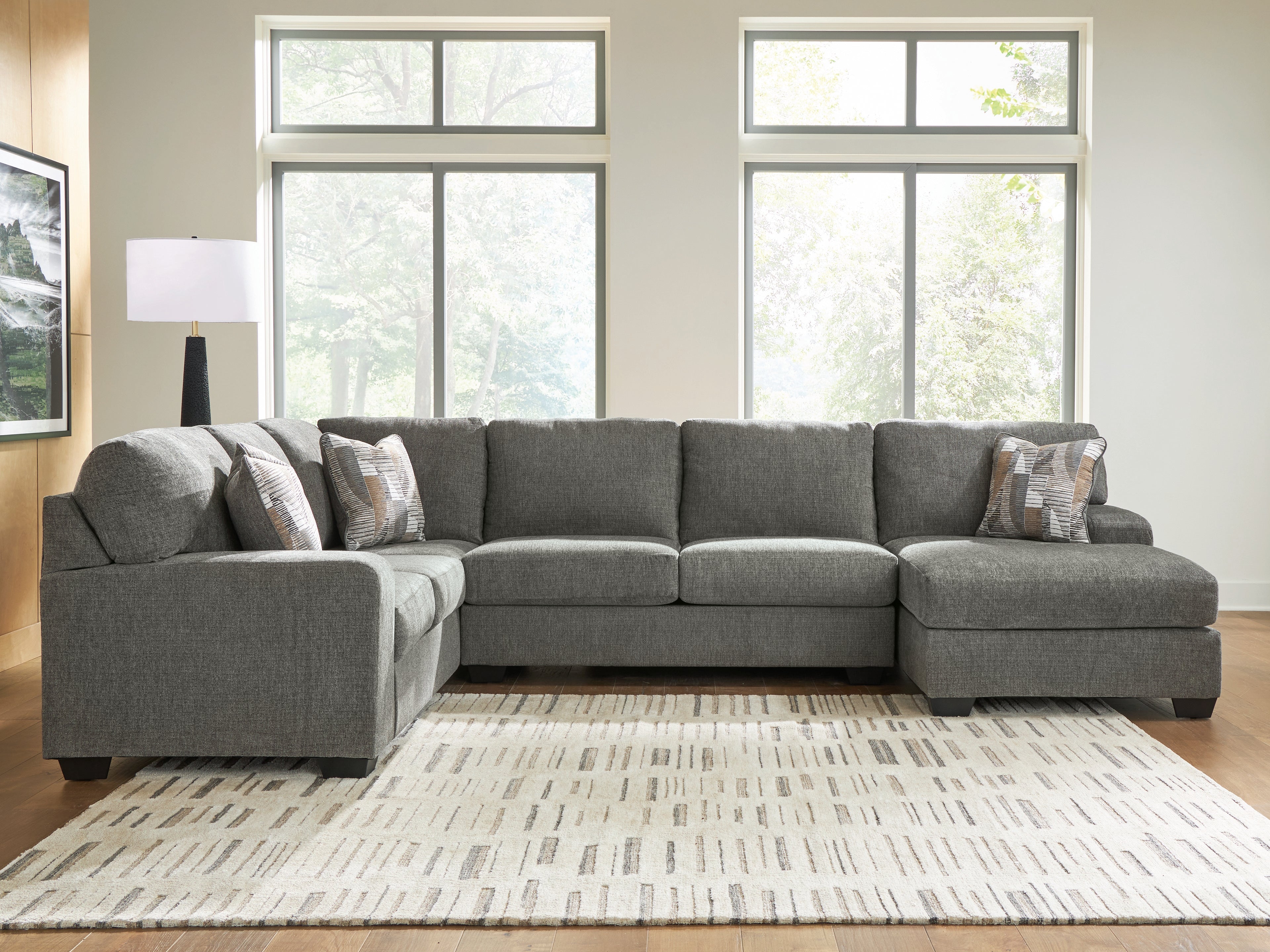 Family Deals Furniture - Ashley Furniture - Revenna Sectional - LAF 3-Piece Sleeper Sectional with Chaise / Greystone - PC48405S6