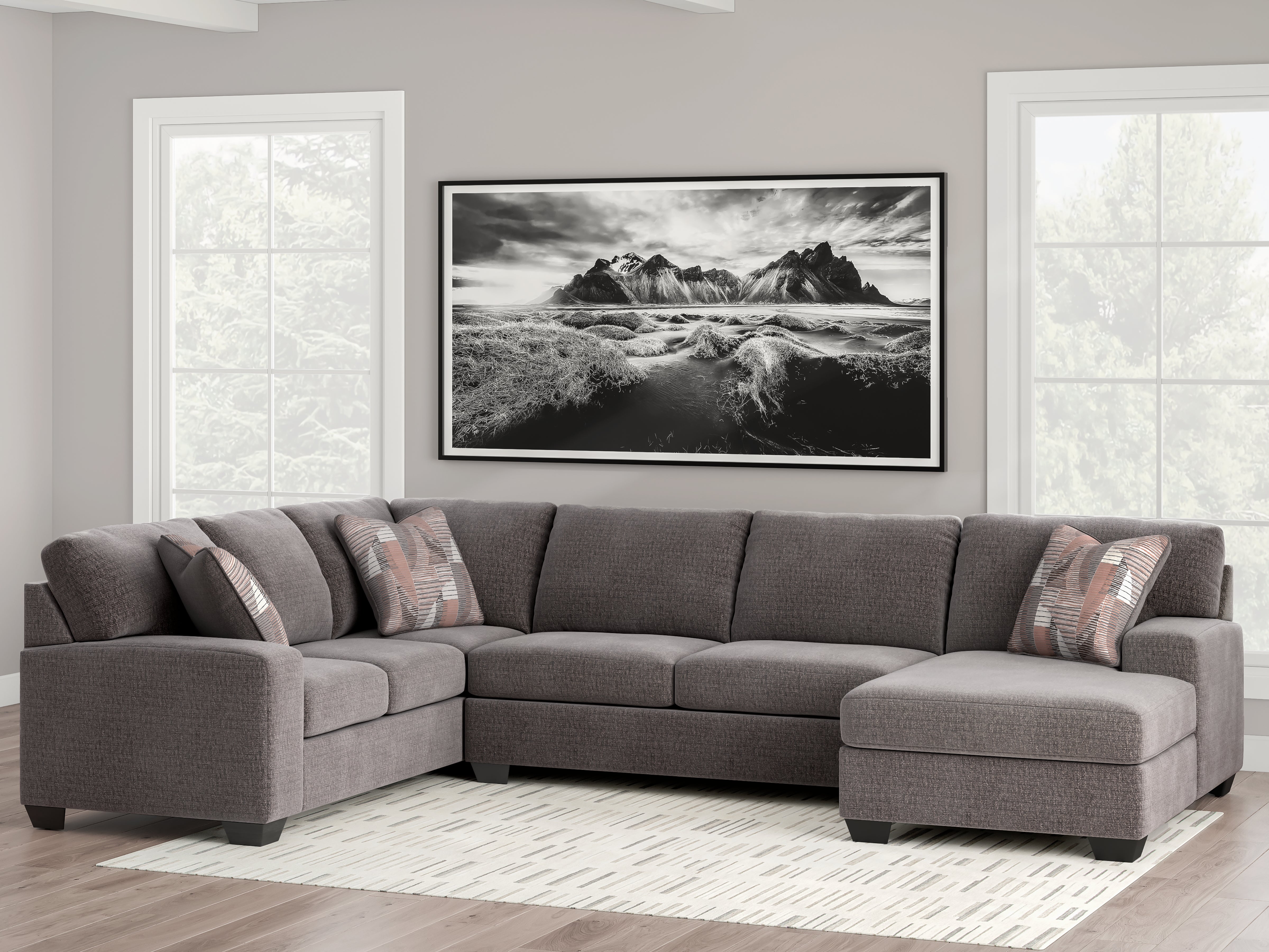 Family Deals Furniture - Ashley Furniture - Newellen Sectional - LAF 3-Piece Sectional with Chaise / Greystone - 48405S2