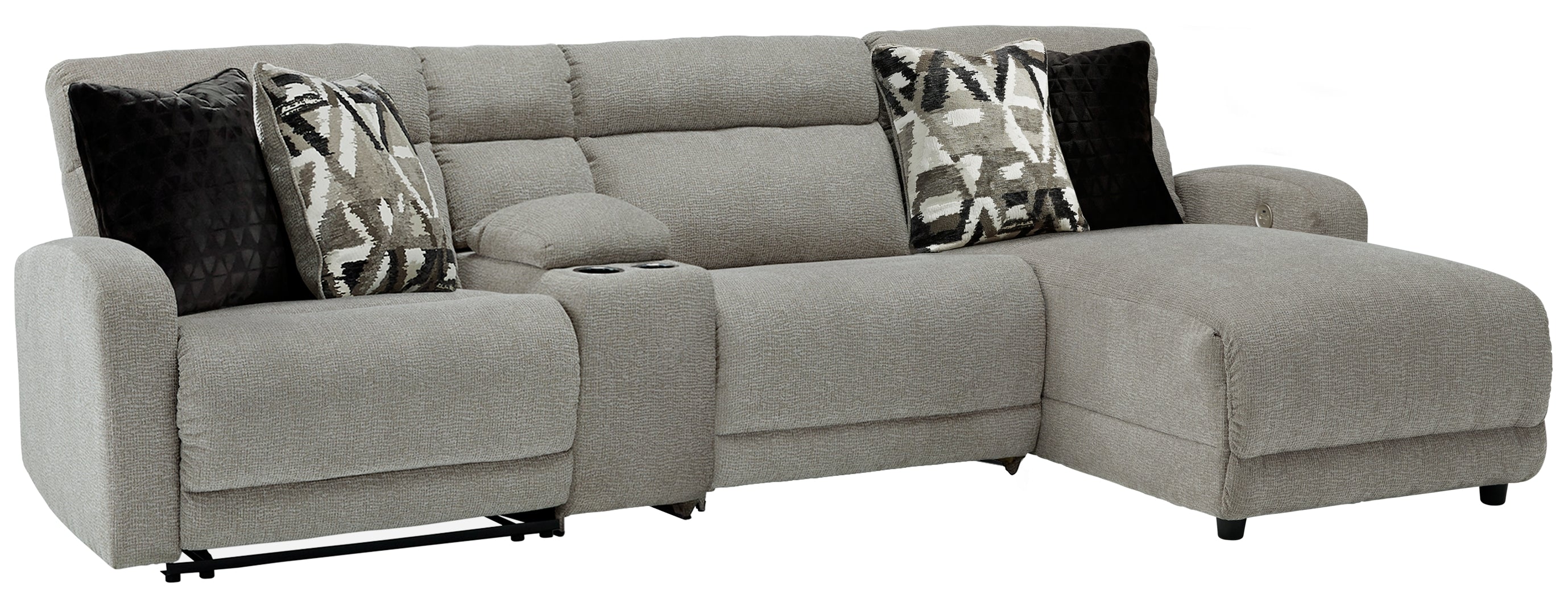 Family Deals Furniture - Ashley Furniture - Colleyville Sectional - 4-Piece Power Reclining Sectional with Chaise / Stone - 54405S3