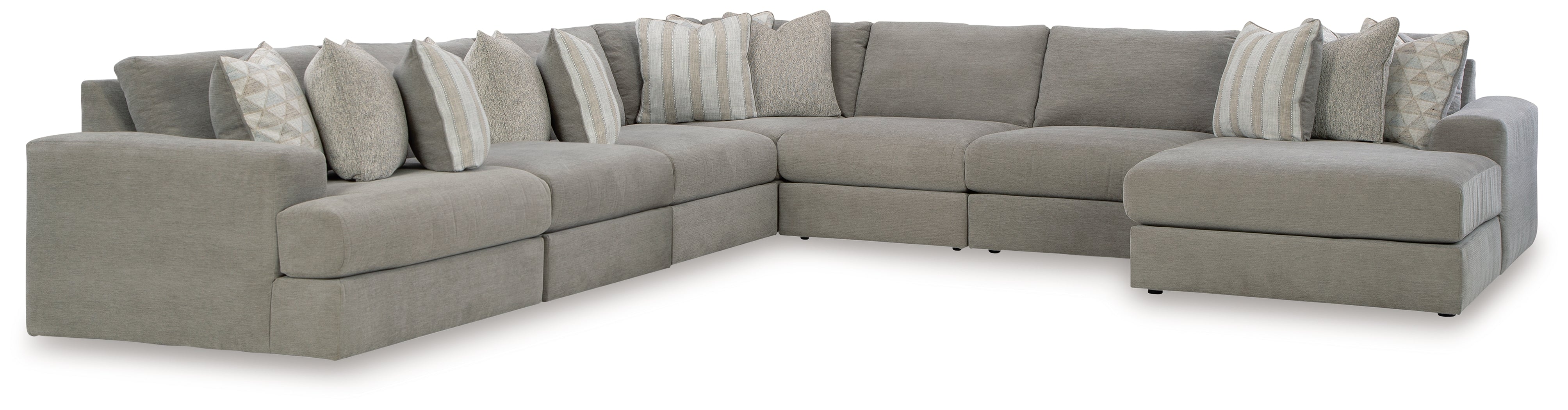 Family Deals Furniture - Ashley Furniture - Avaliyah Sectional - RAF 7-Piece Sectional with Chaise / Ash - 58103S10