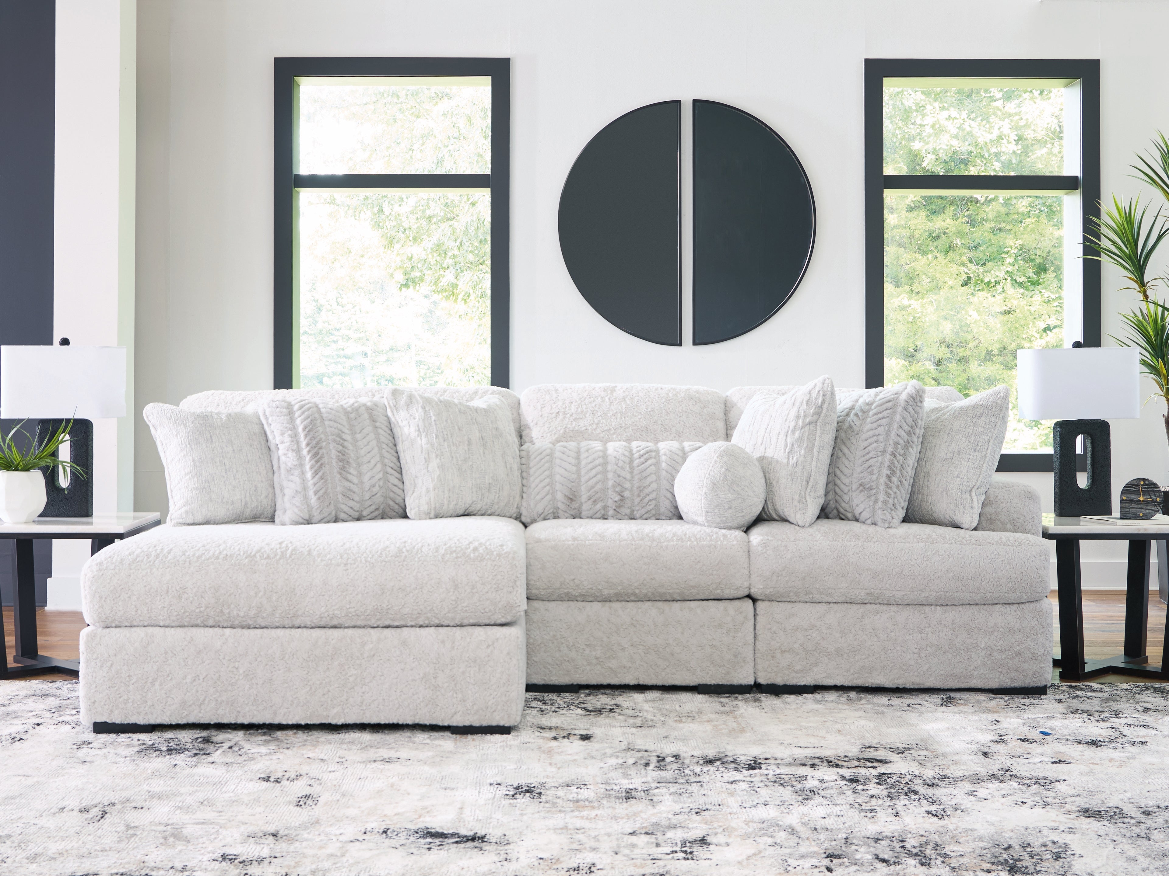 Family Deals Furniture - Ashley Furniture - Cuddle Plush Sectional - 3-Piece Sectional with Chaise / Arctic - PC59106S7