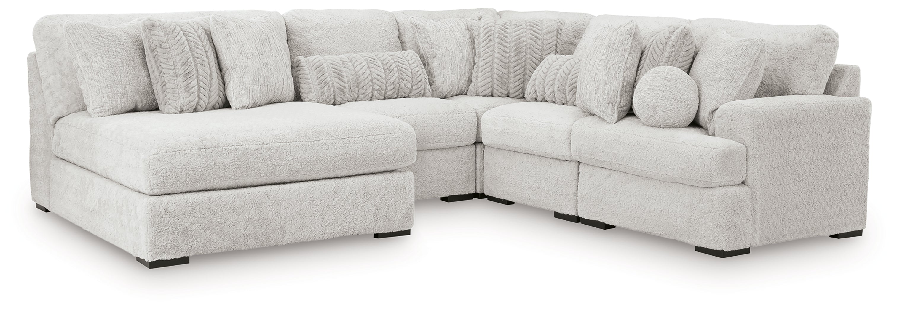 Family Deals Furniture - Ashley Furniture - Cuddle Plush Sectional - 5-Piece Sectional with Chaise / Arctic - PC59106S11