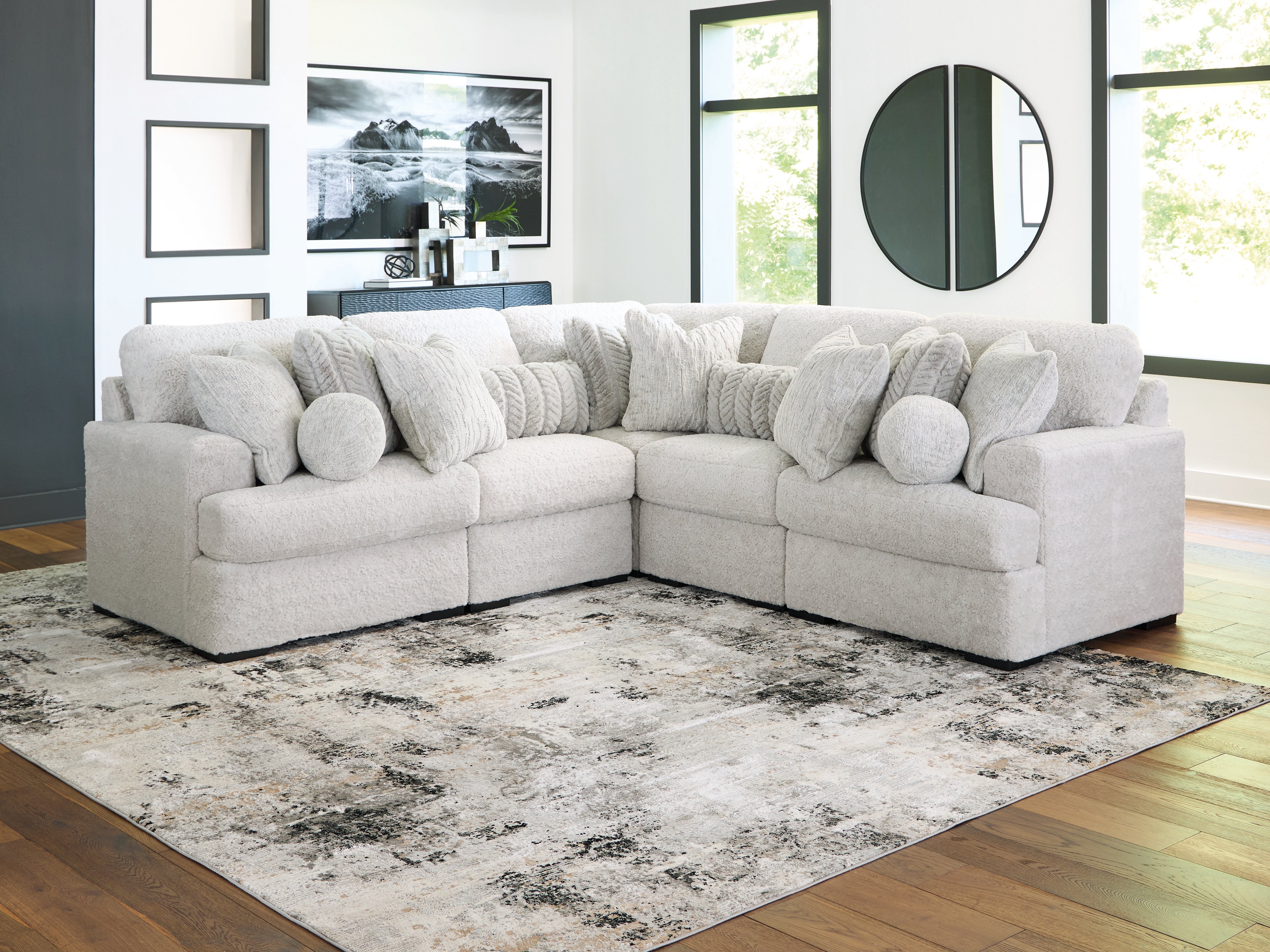 Family Deals Furniture - Ashley Furniture - Cuddle Plush Sectional - RAF 5-Piece Sectional / Arctic - PC59106S2