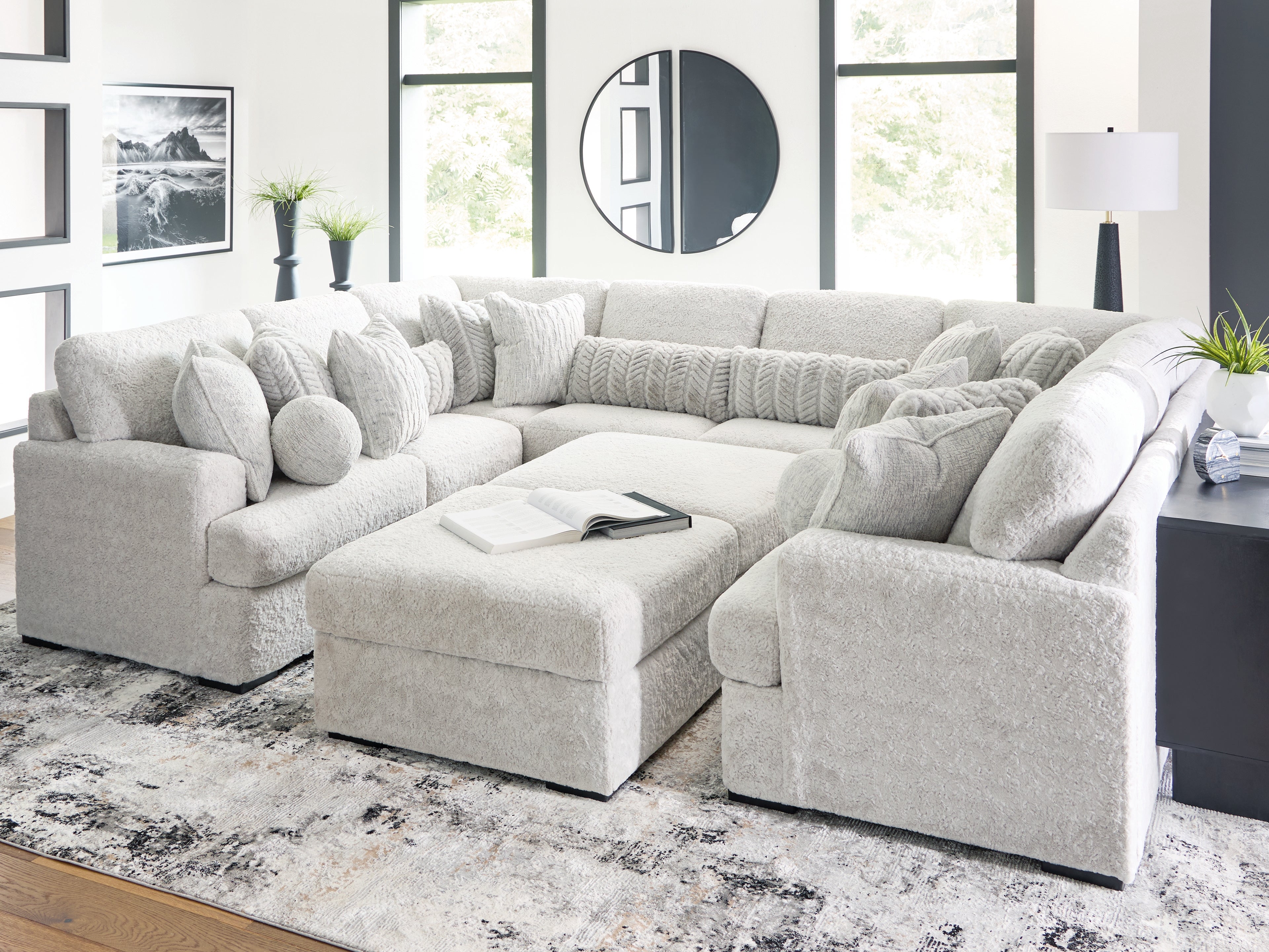 Family Deals Furniture - Ashley Furniture - Cuddle Plush Sectional - RAF 10-Piece Sectional / Arctic - PC59106S10