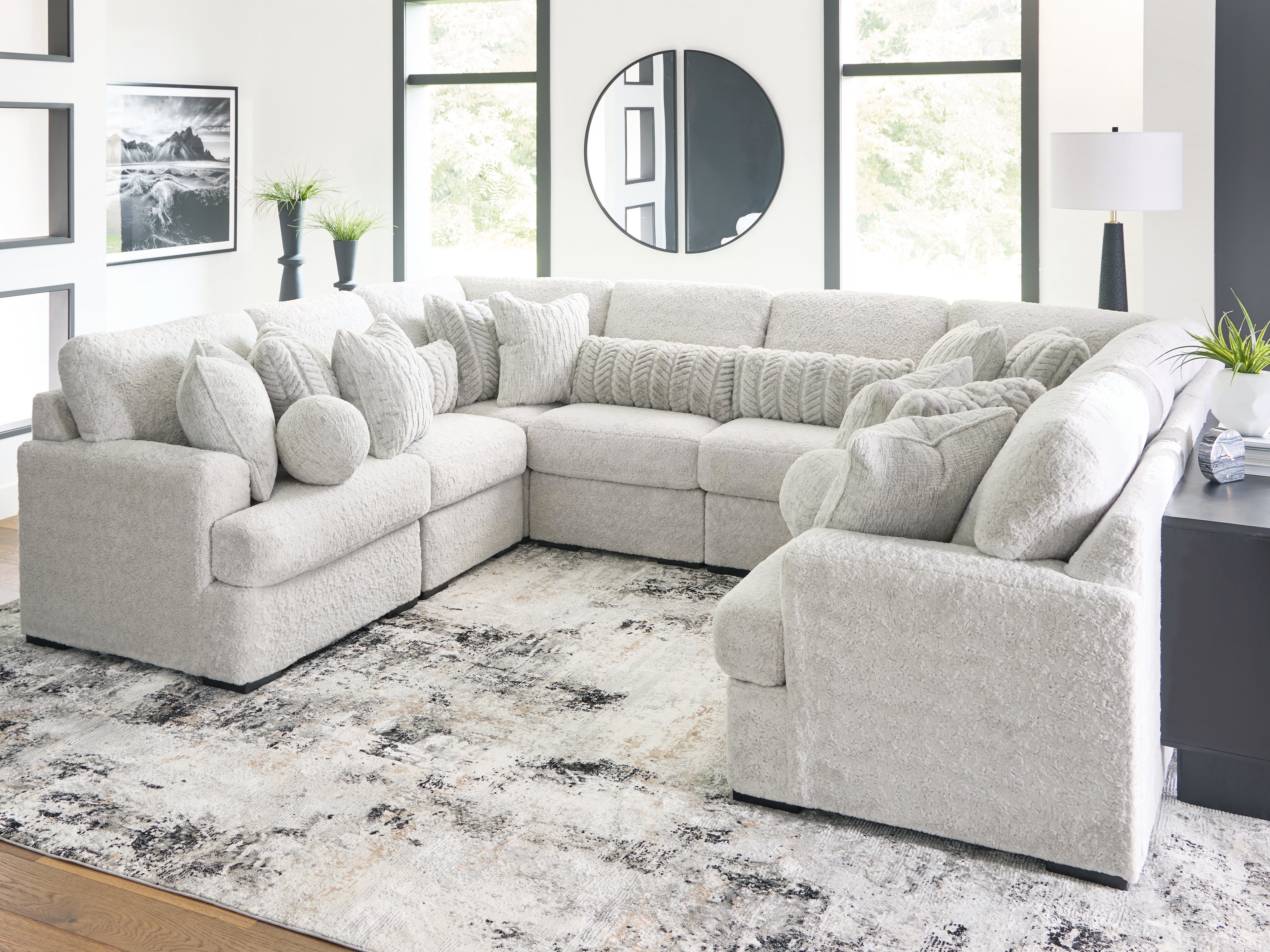Family Deals Furniture - Ashley Furniture - Cuddle Plush Sectional - RAF 8-Piece Sectional / Arctic - PC59106S6