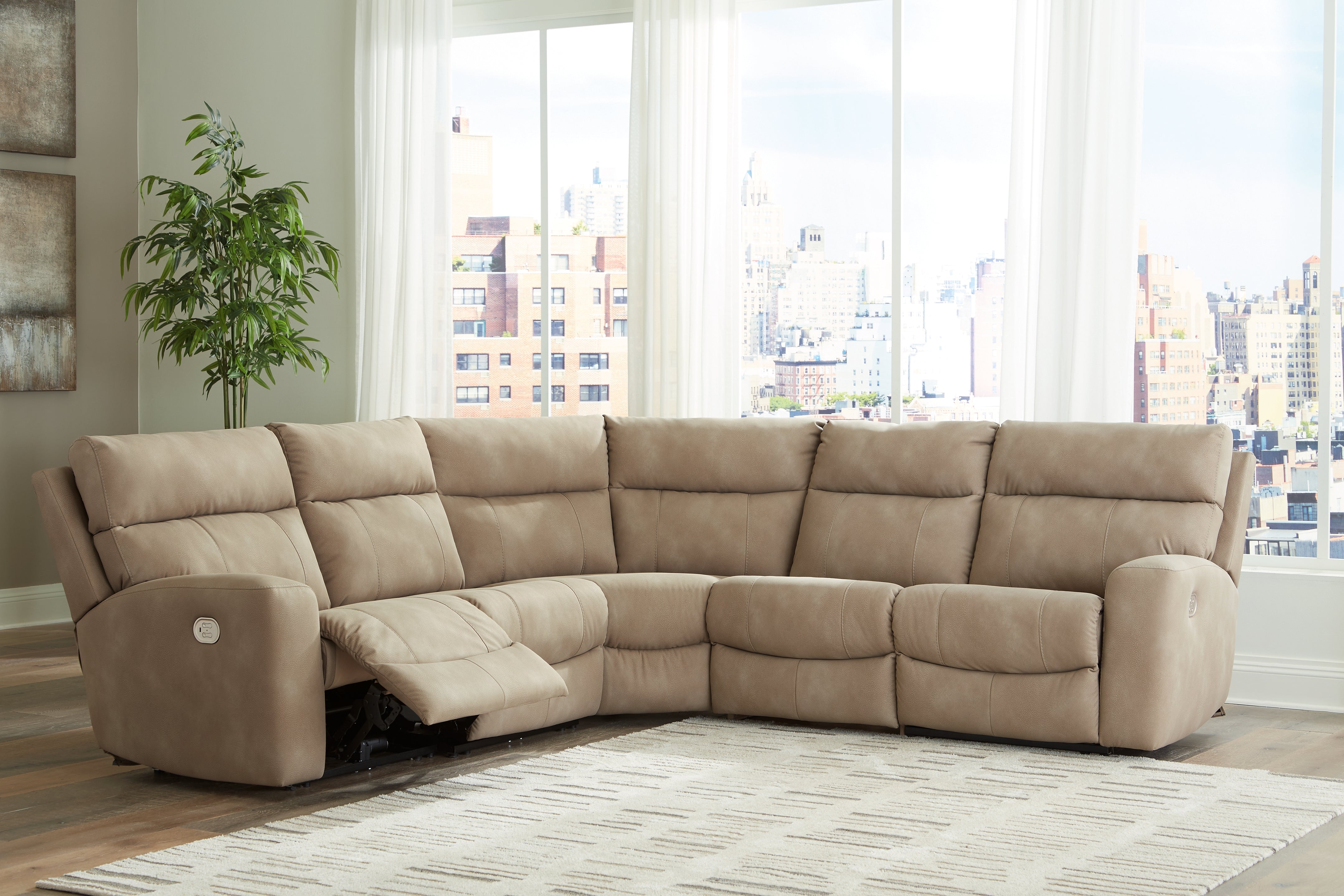 Family Deals Furniture - Ashley Furniture - Next-Gen DuraPella Sectional - 5-Piece Power Reclining Sectional / Sand - 61004S6