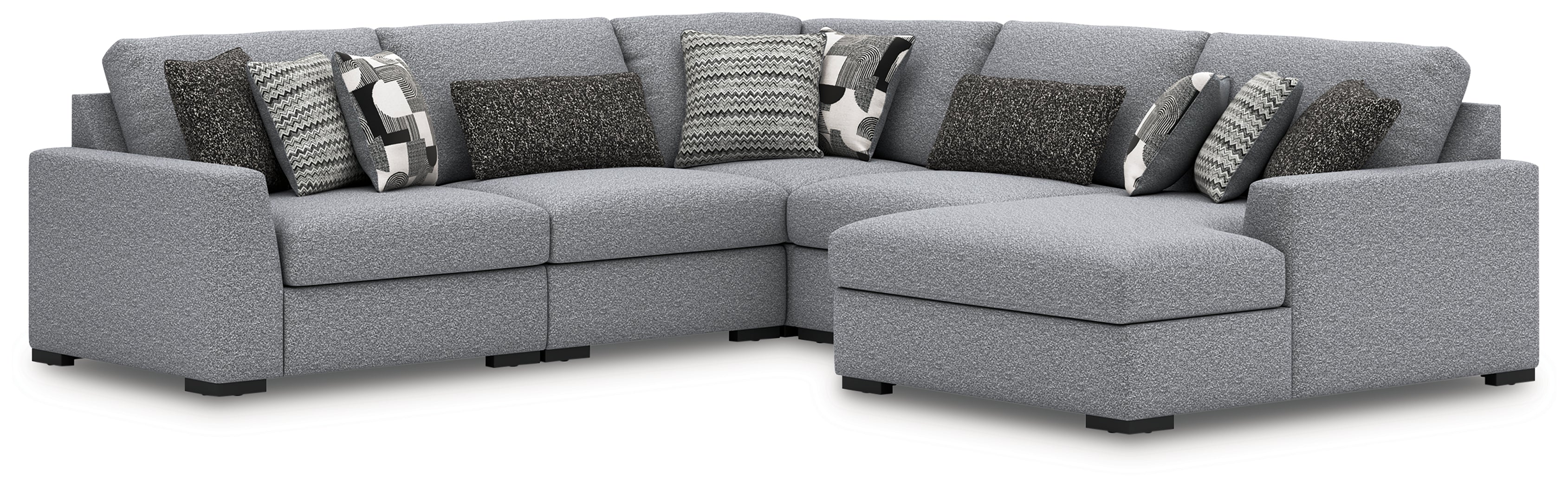 Family Deals Furniture - Ashley Furniture - Bealton Sectional - RAF 5-Piece Sectional with Chaise / Salt and Pepper - 61305S7