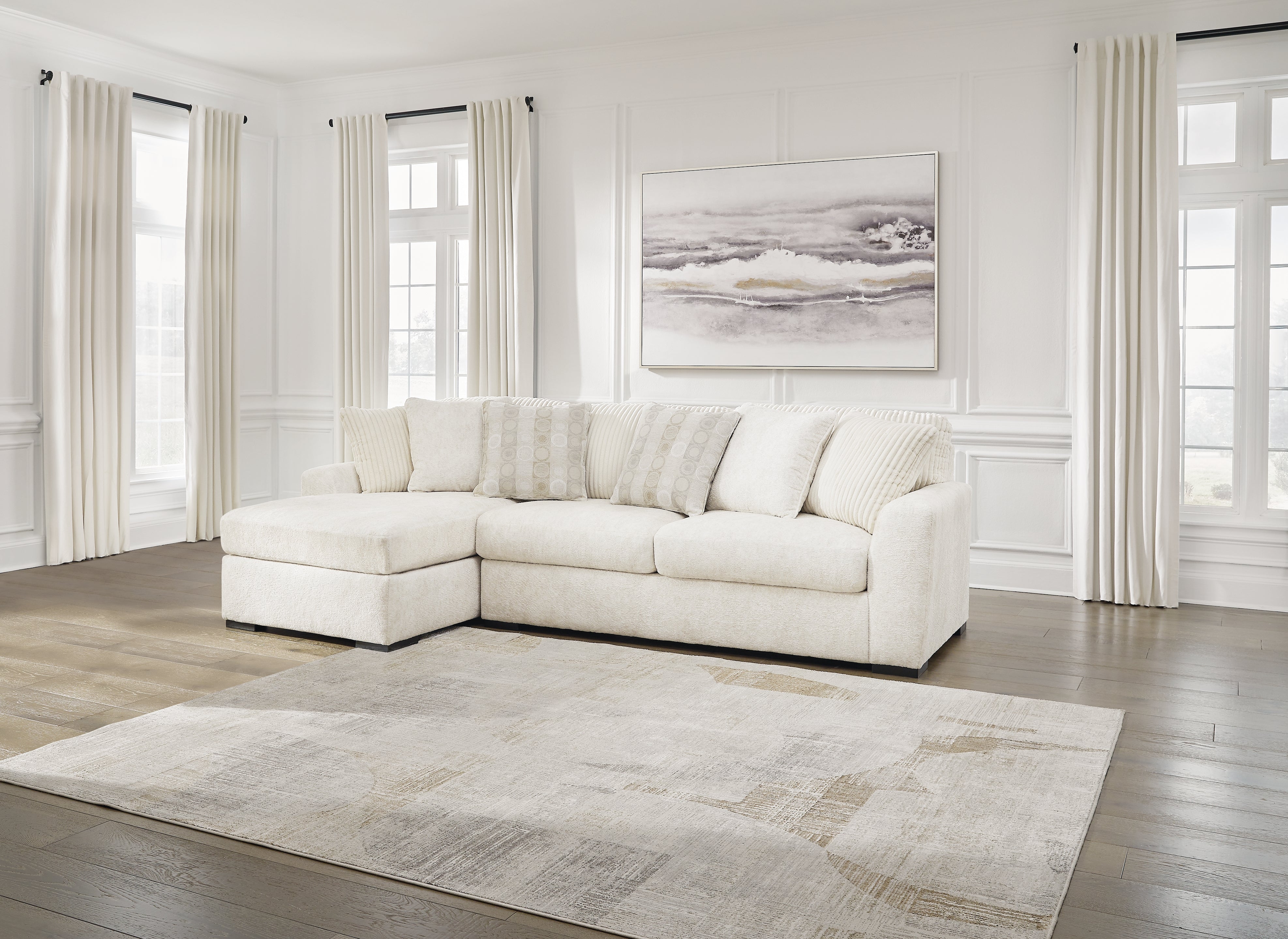 Family Deals Furniture - Ashley Furniture - Chessington Sectional - RAF 2-Piece Sectional with Chaise / Ivory - 61904S1