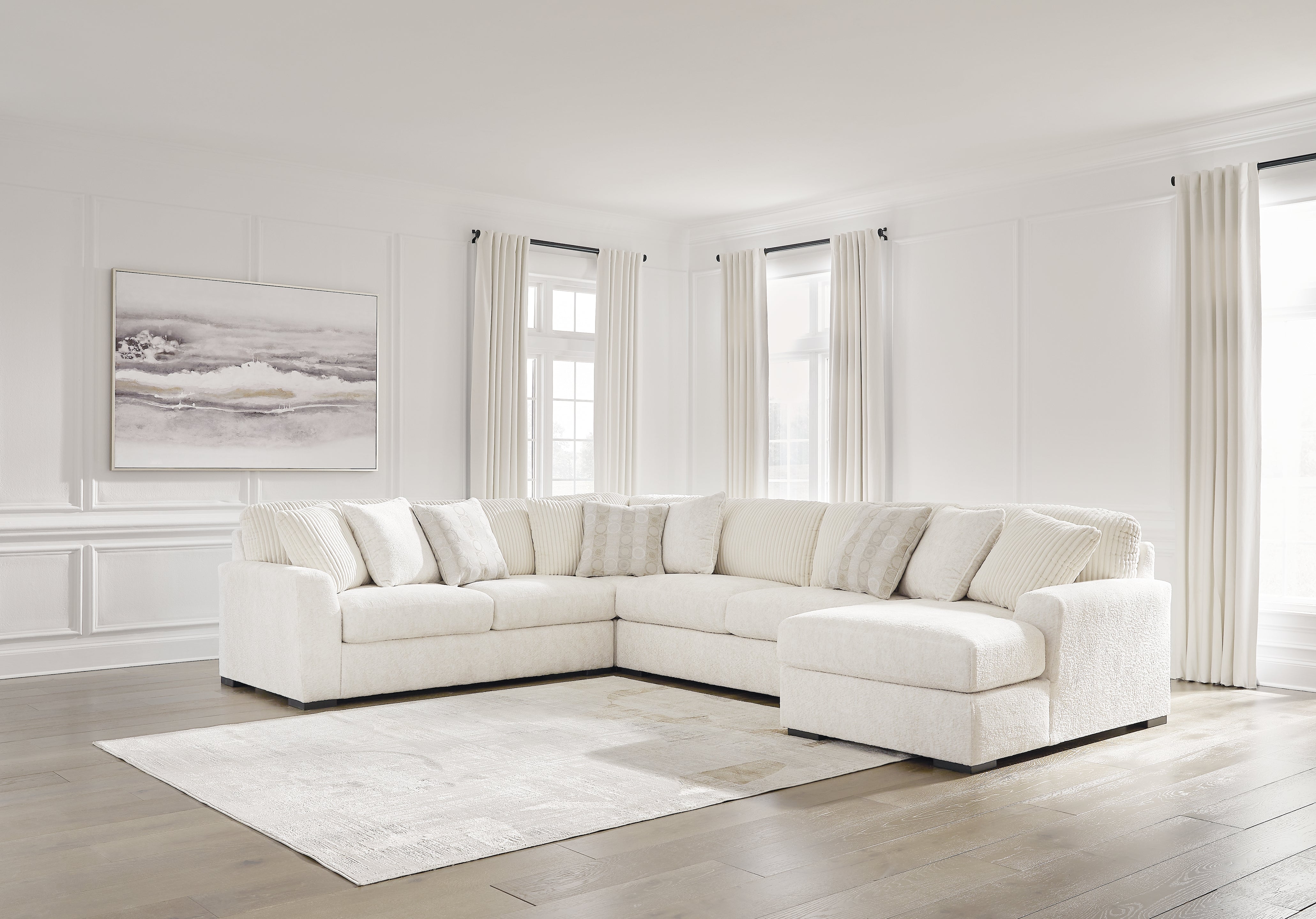 Family Deals Furniture - Ashley Furniture - Chessington Sectional - LAF 4-Piece Sectional with Chaise / Ivory - 61904S4