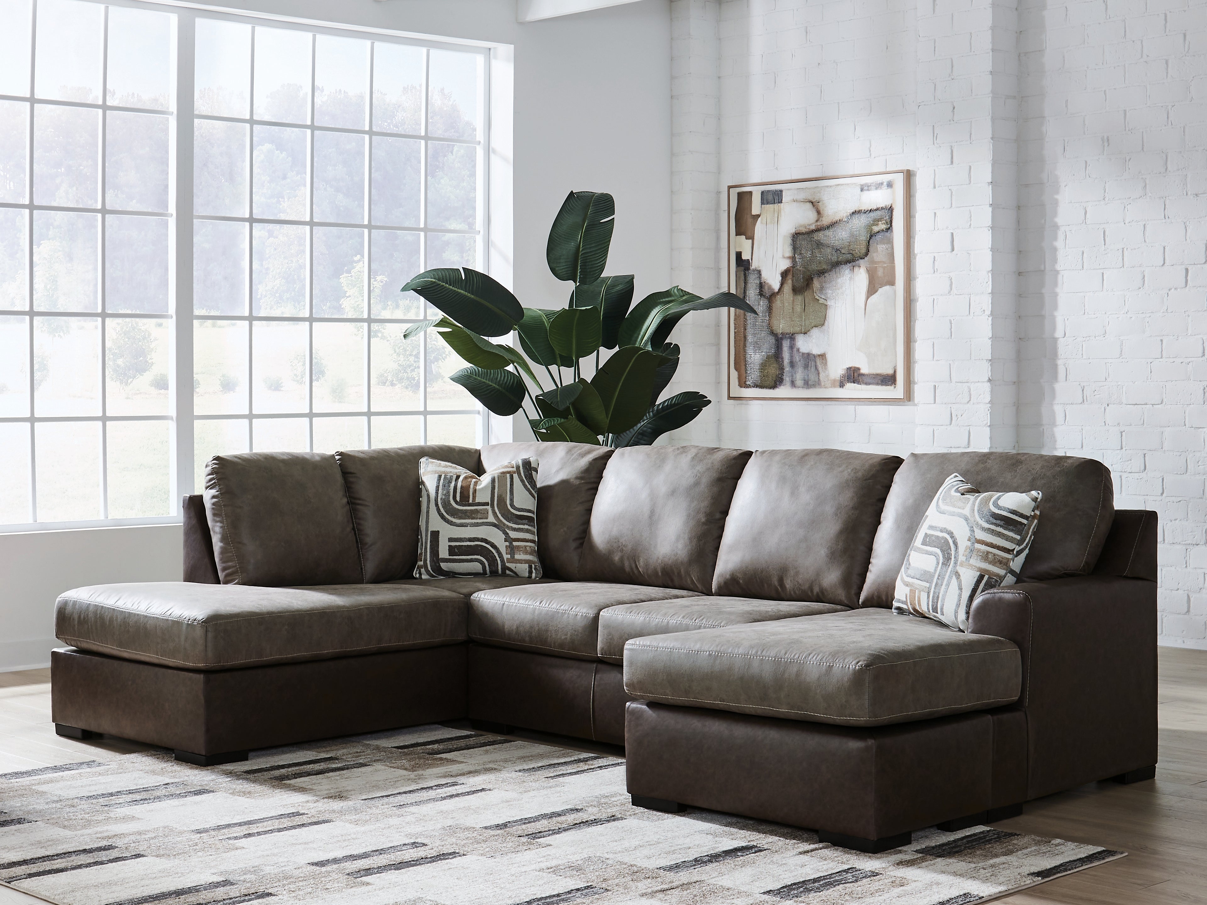 Family Deals Furniture - Ashley Furniture - Castille Way Sectional - RAF 2-Piece Sectional with Chaise / Fossil - PC62703S1