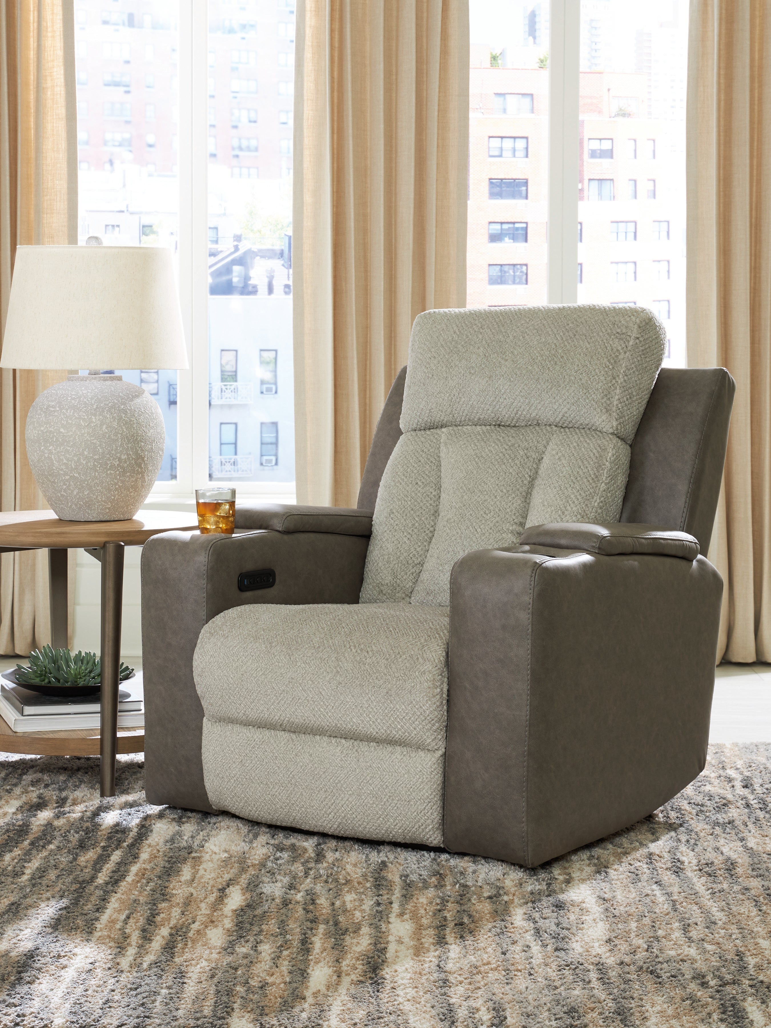 Family Deals Furniture - Ashley Furniture - WhipLash Living Room - PWR Recliner/ADJ Headrest / Sisal - PC6320413