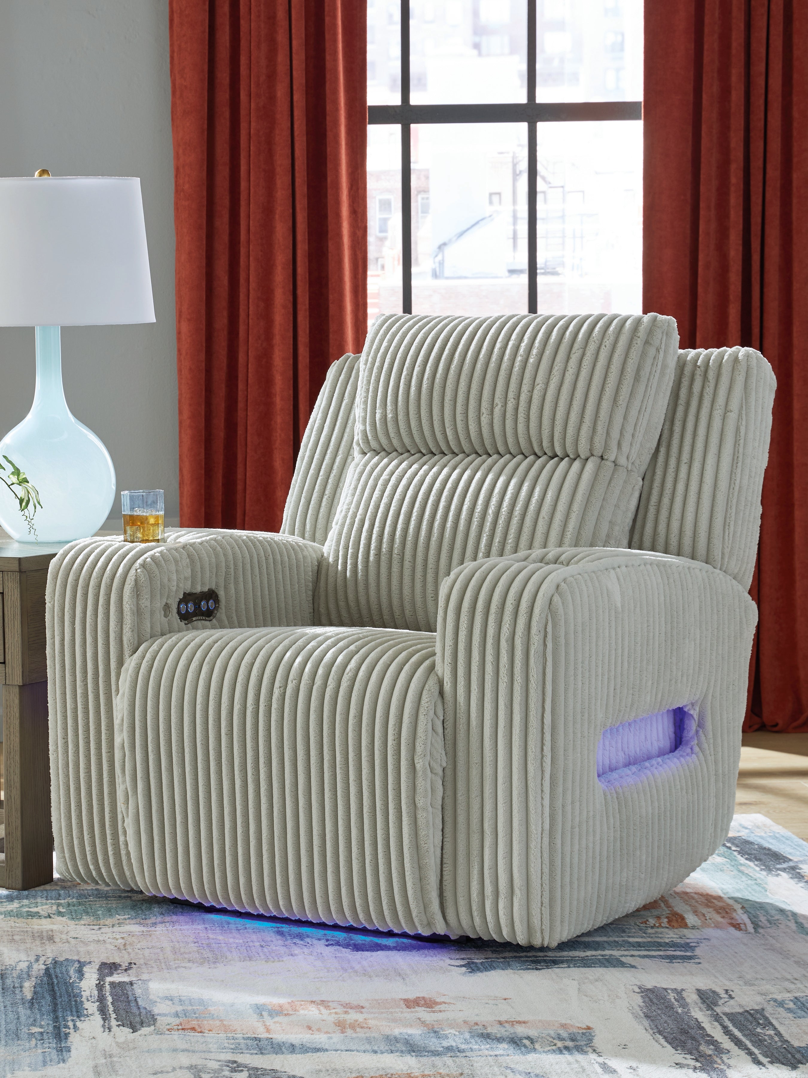 Family Deals Furniture - Ashley Furniture - Forest Lake Living Room - PWR Recliner/ADJ Headrest / Alloy - PC6420313