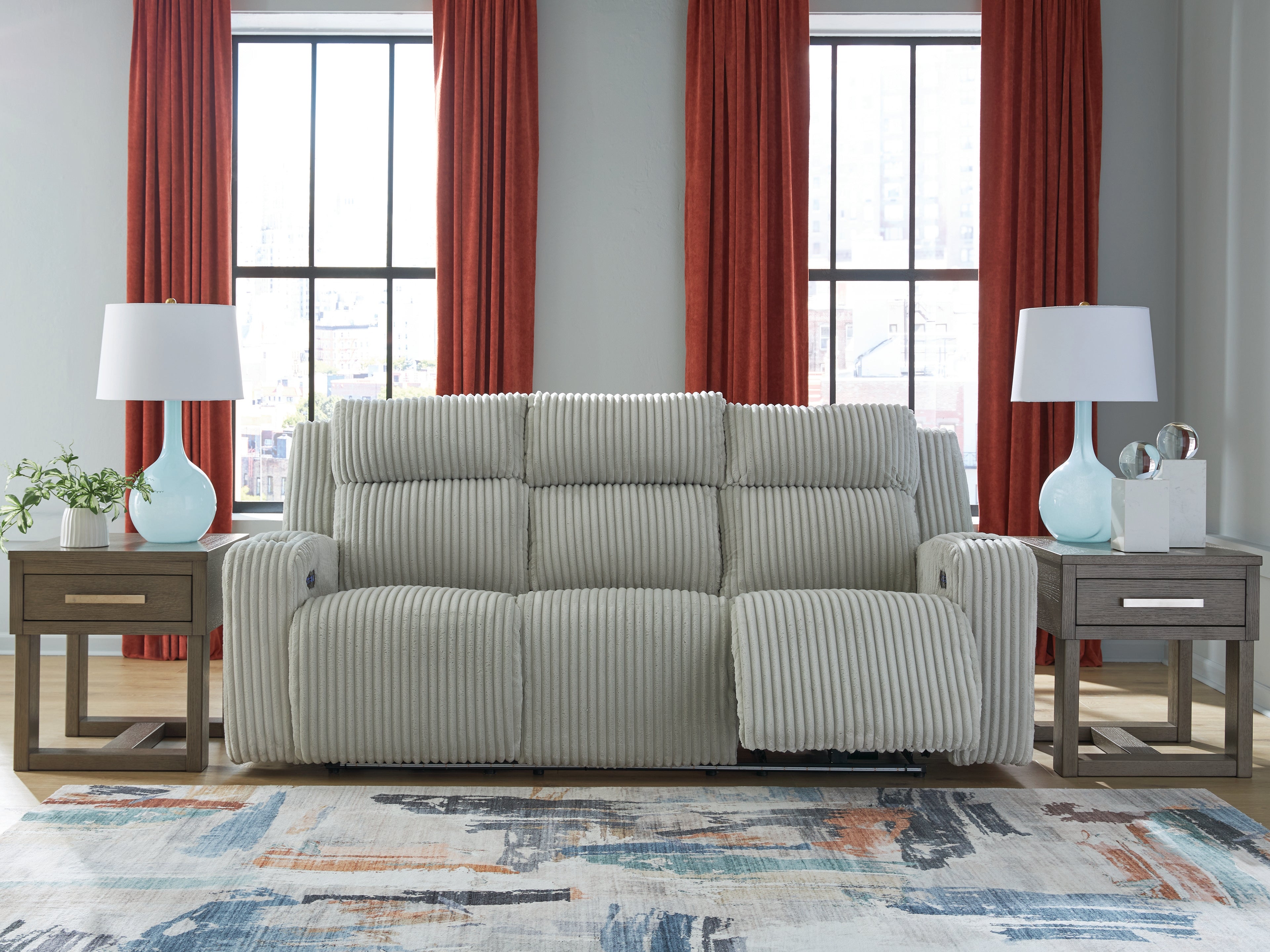 Family Deals Furniture - Ashley Furniture - Forest Lake Living Room - PWR REC Sofa with ADJ Headrest / Alloy - PC6420315