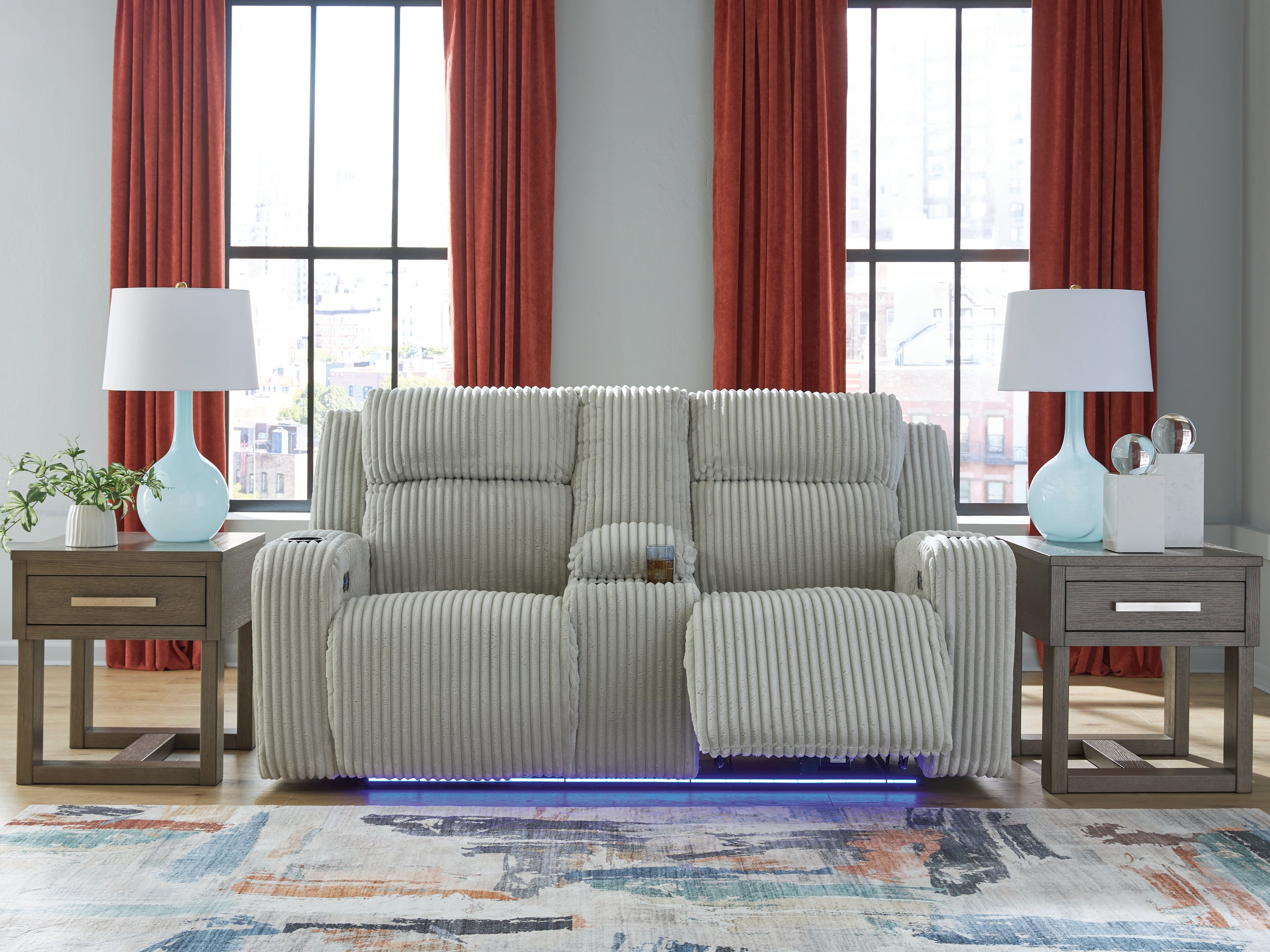 Family Deals Furniture - Ashley Furniture - Forest Lake Living Room - PWR REC Loveseat/CON/ADJ HDRST / Alloy - PC6420318