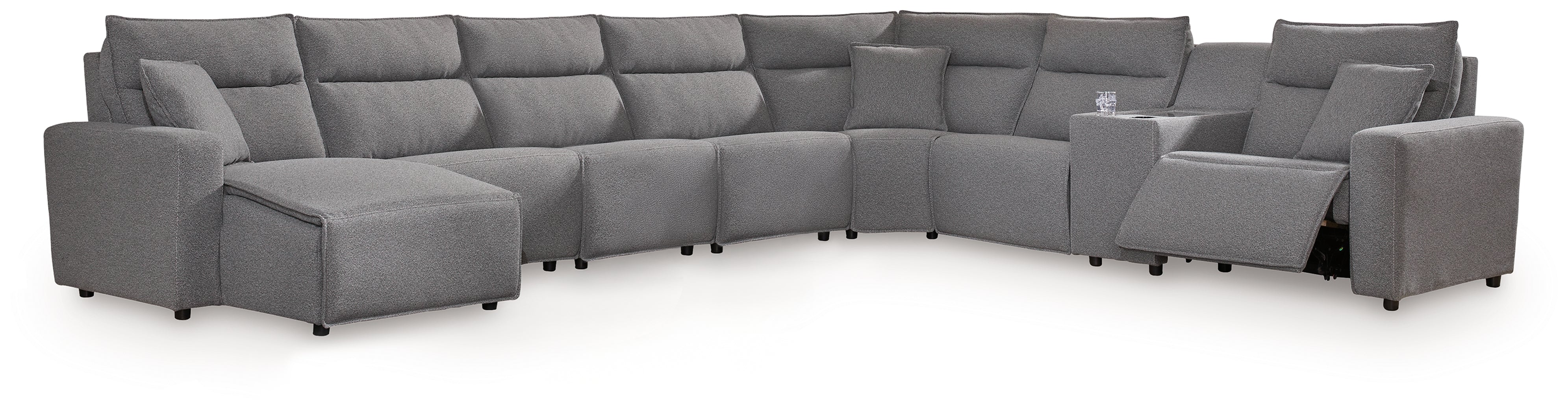 Family Deals Furniture - Ashley Furniture - ModMax II Sectional - 8-Piece Power Reclining Sectional with Console / Salt and Pepper - 65906S47
