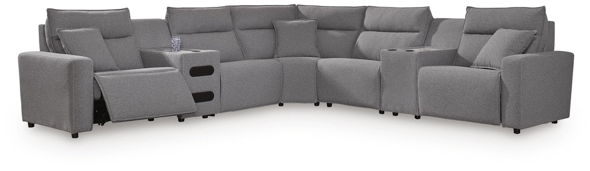 Family Deals Furniture - Ashley Furniture - Modmax II 7-Piece Power Reclining Sectional with Audio Consoles - 7-Piece Power Reclining Sectional with Audio Consoles - 65906S48