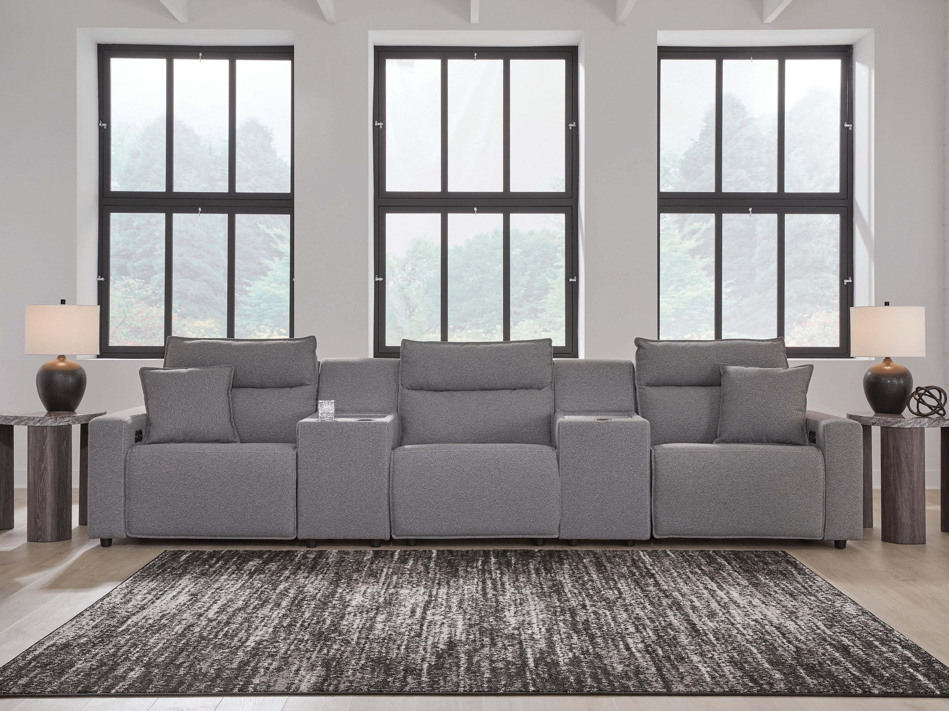 Family Deals Furniture - Ashley Furniture - ModMax II Sectional - 5-Piece Power Reclining Sectional with Consoles / Salt and Pepper - 65906S14