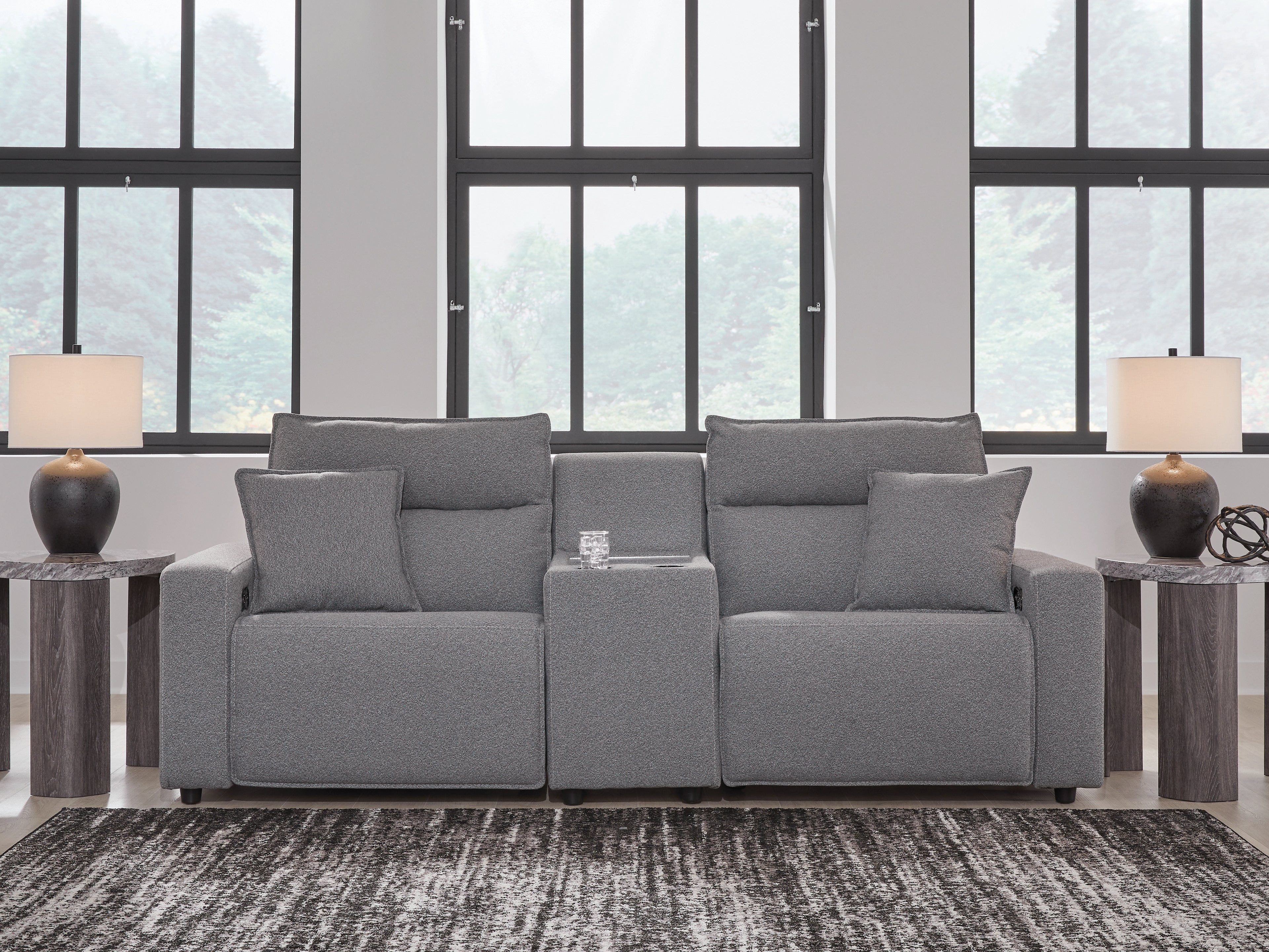 Family Deals Furniture - Ashley Furniture - ModMax II Sectional - 3-Piece Power Reclining Sectional with Console / Salt and Pepper - 65906S3