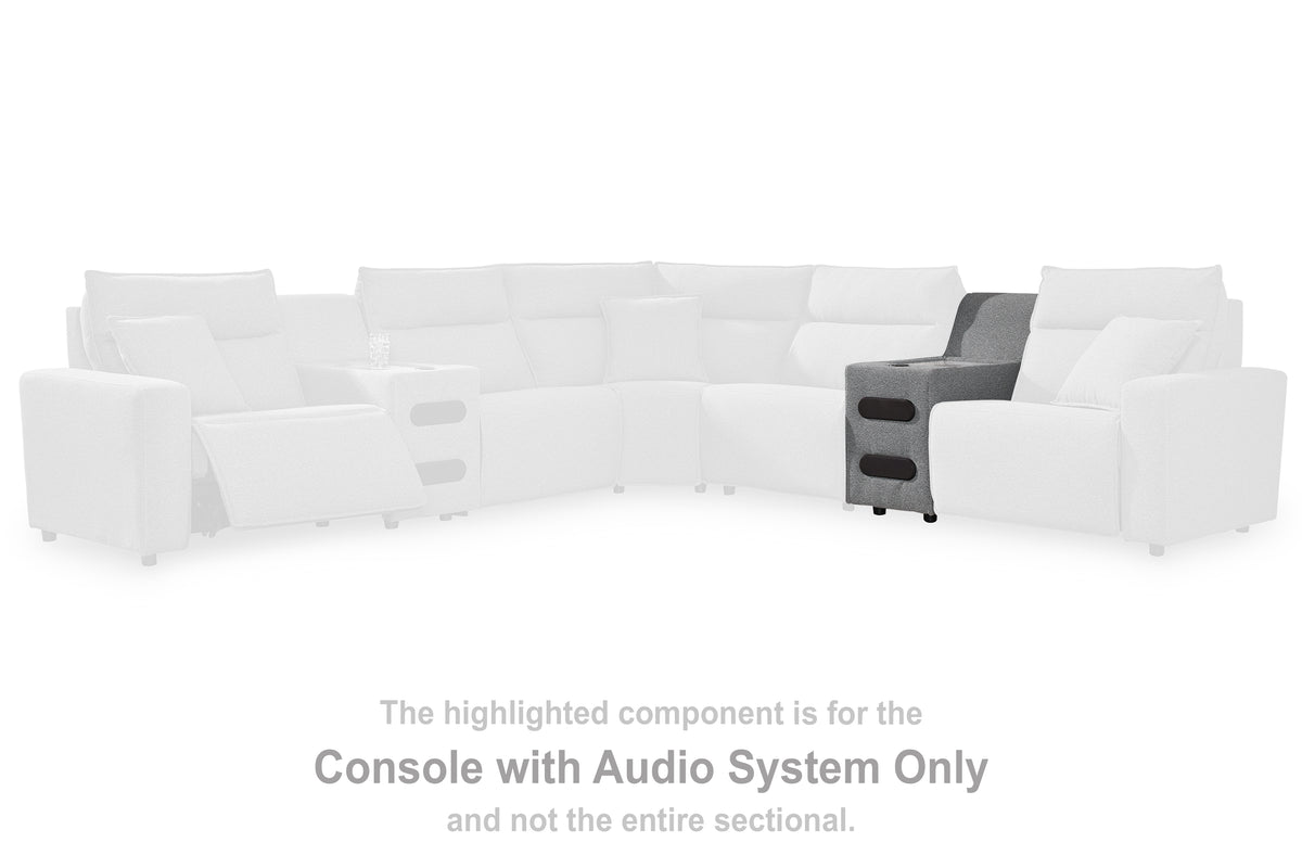 Family Deals Furniture - Ashley Furniture - ModMax II Sectional - Console with Audio System / Salt and Pepper - 6590660