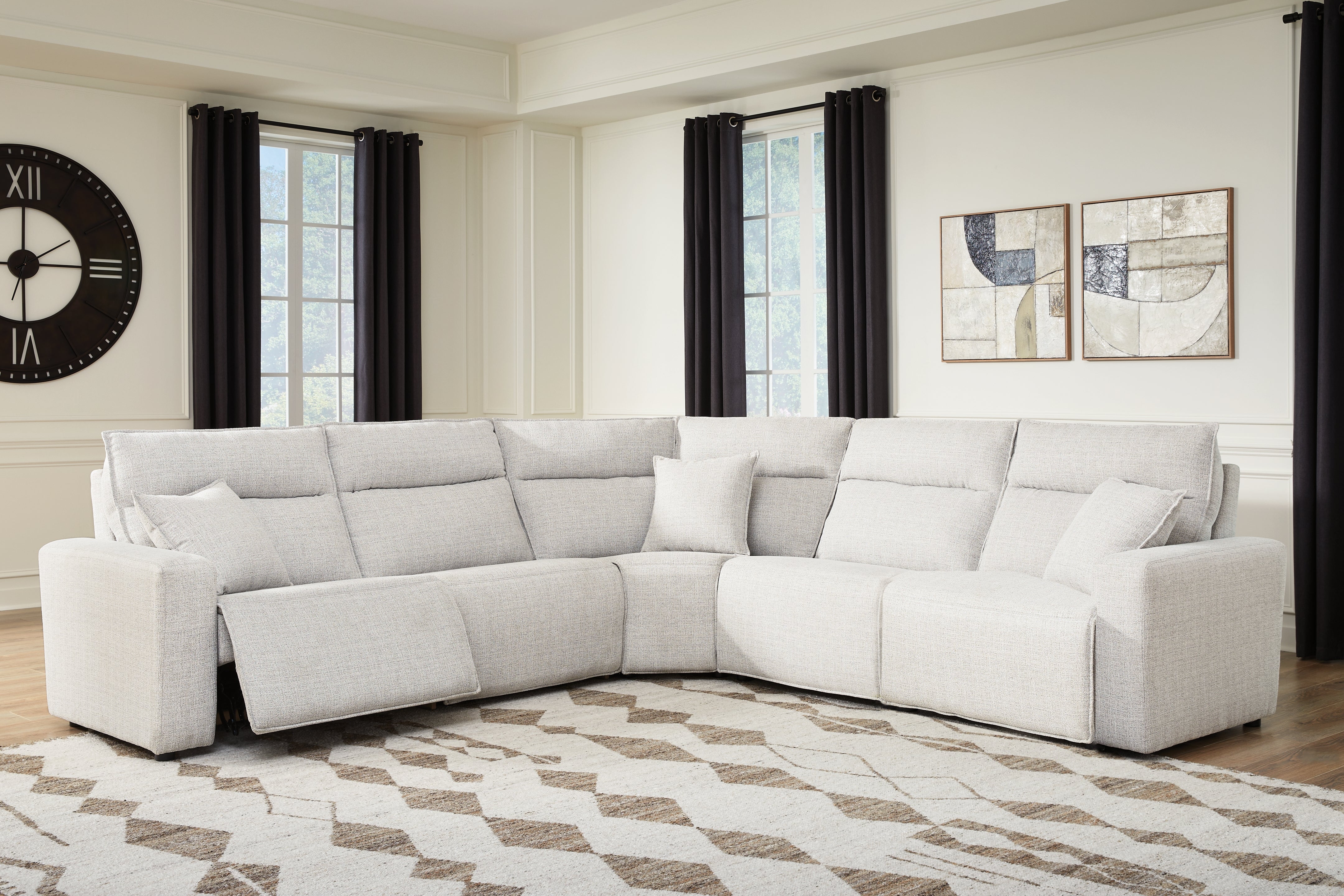 Family Deals Furniture - Ashley Furniture - ModMax II Sectional - 5-Piece Power Reclining Sectional / Stone - 65907S8