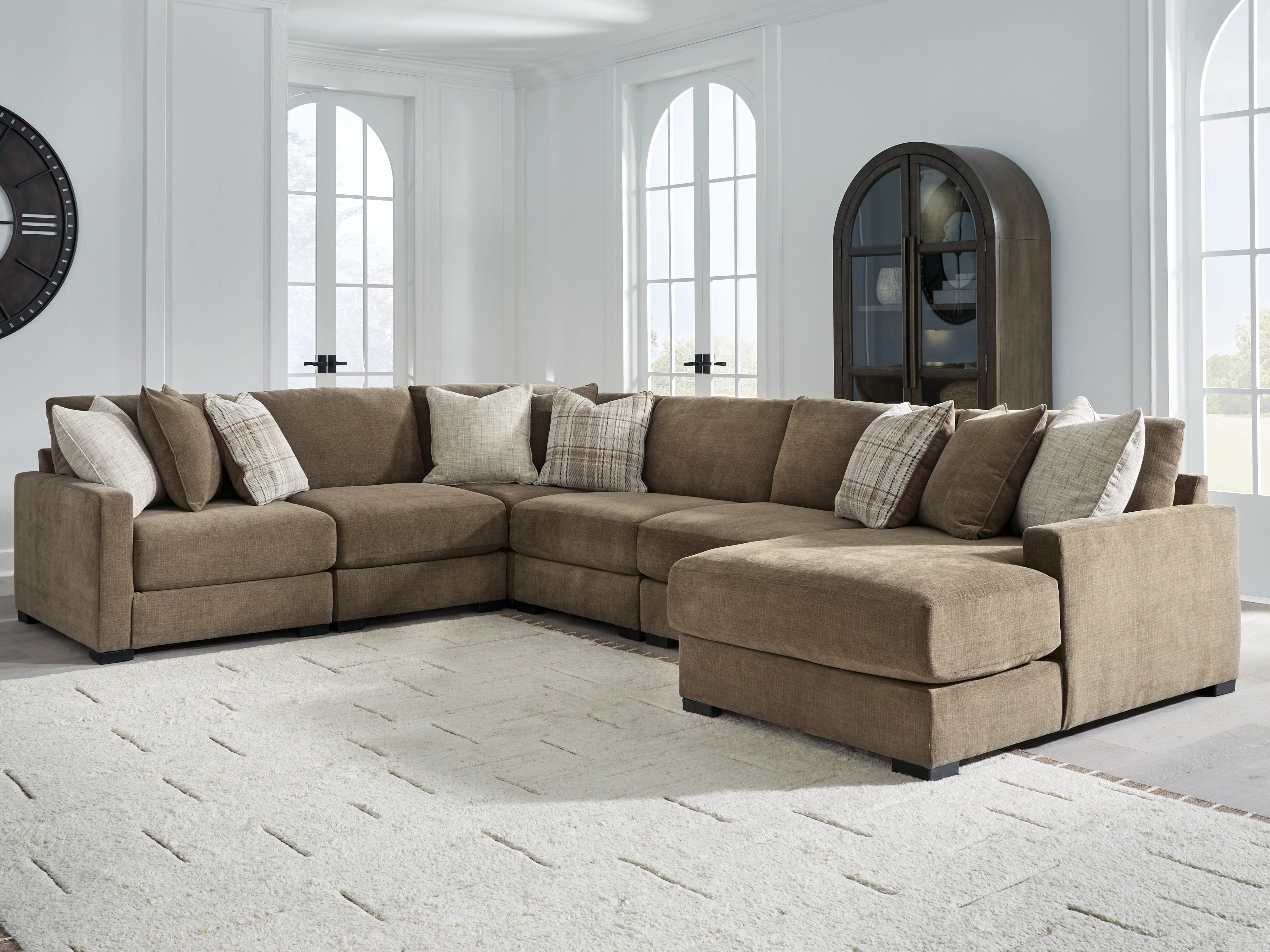 Family Deals Furniture - Ashley Furniture - Camellia-Court Sectional - RAF 6-Piece Sectional with Chaise / Coffee - 68207S15
