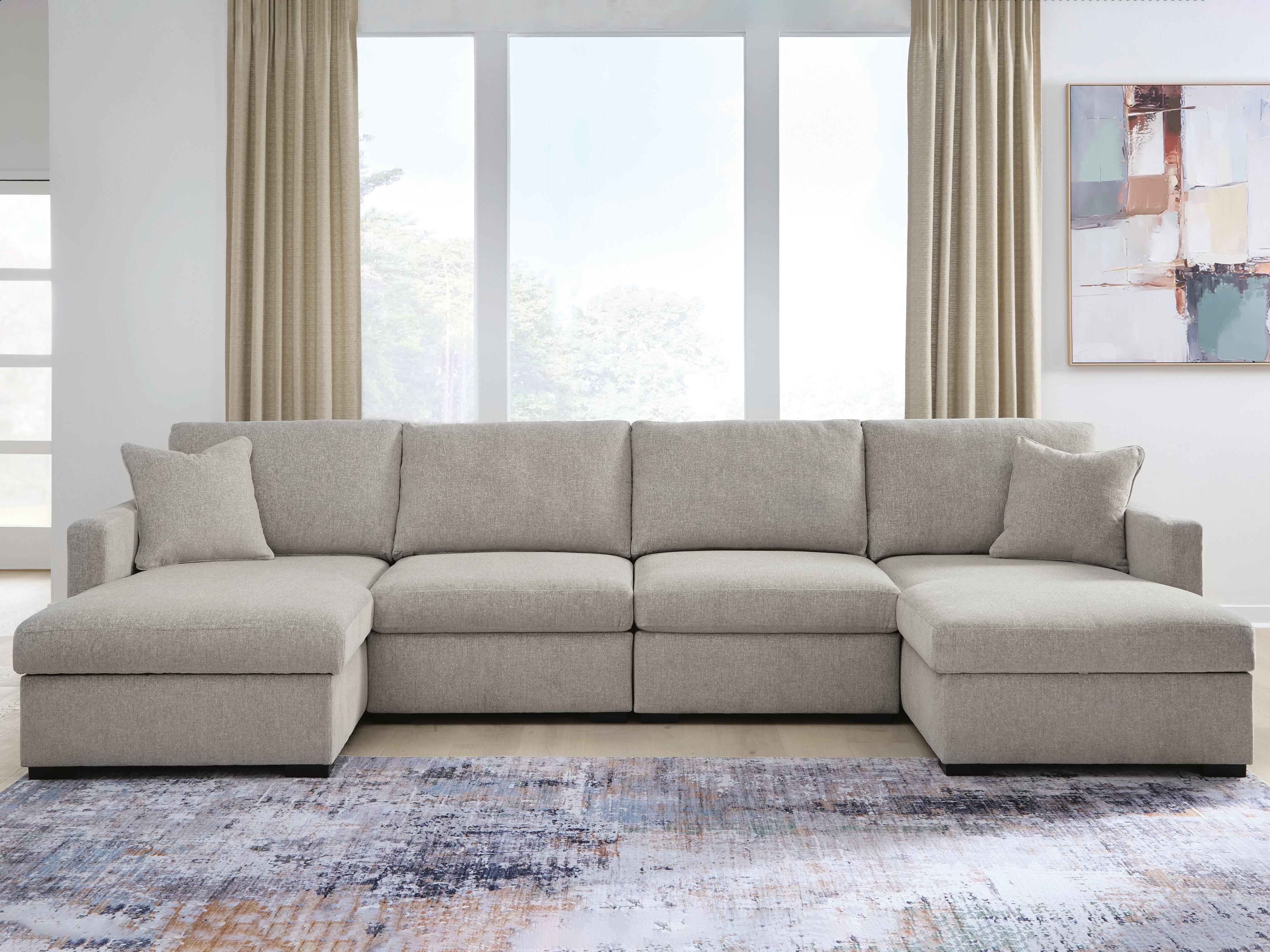 Family Deals Furniture - Ashley Furniture - ModMax Luxe Sectional - RAF 4-Piece Double Chaise Sectional / Flint - 68605S16