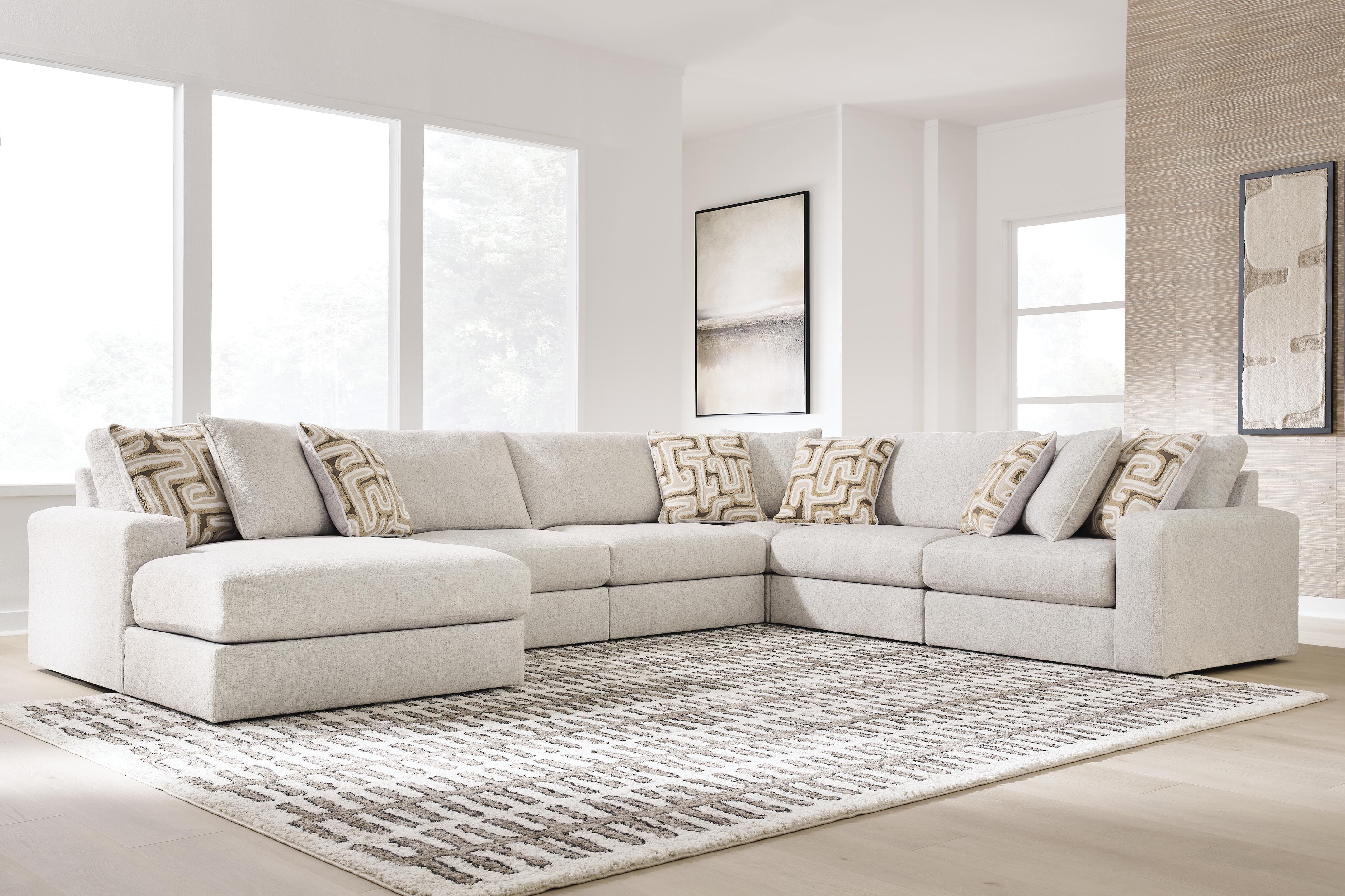 Family Deals Furniture - Ashley Furniture - Kestrie Sectional - RAF 6-Piece Sectional with Chaise / Feathered - PC68706S14