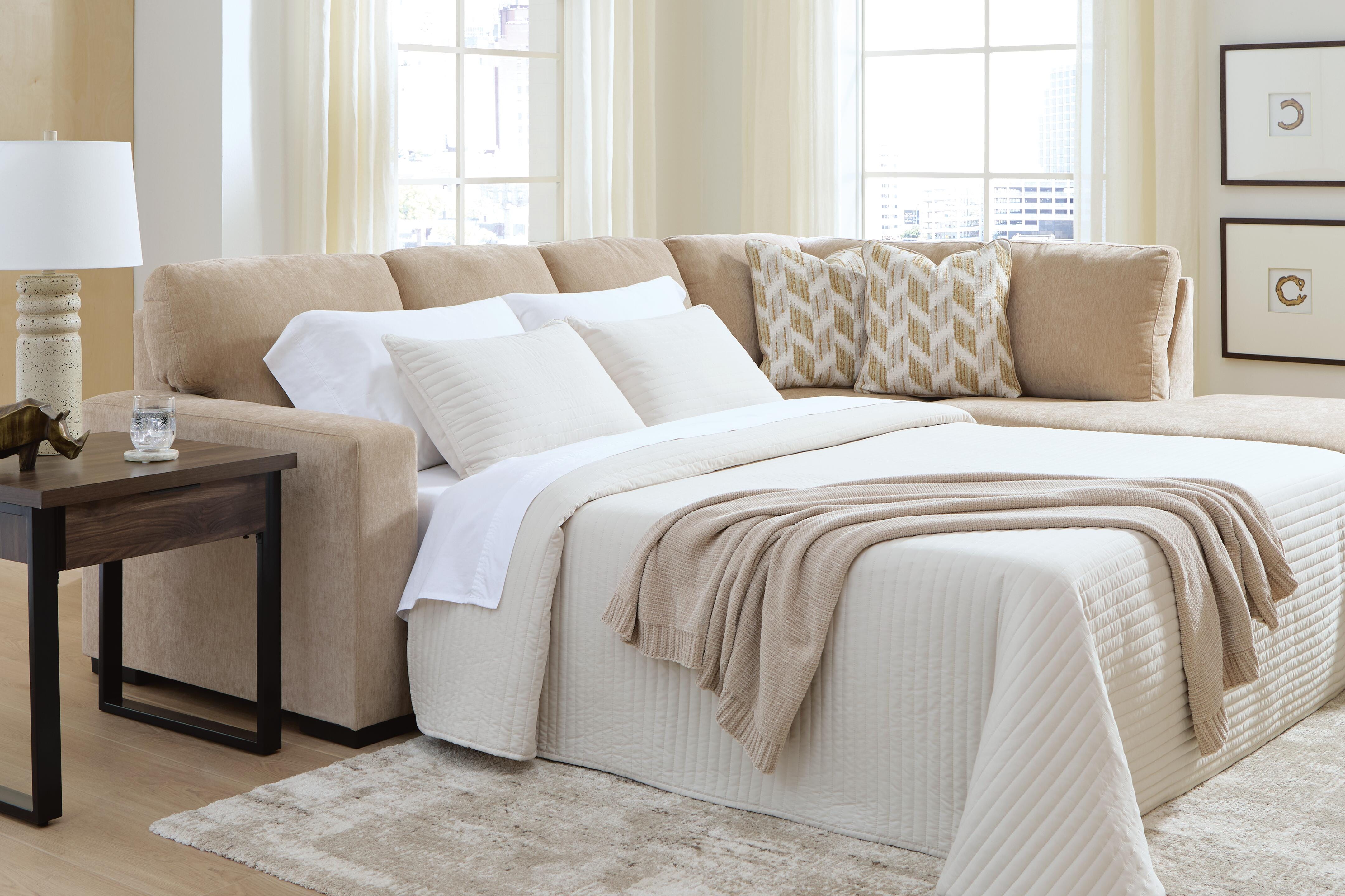 Family Deals Furniture - Ashley Furniture - Bridgepoint Sectional - 2-Piece Sleeper Sectional with Chaise / Almond - PC69507S5