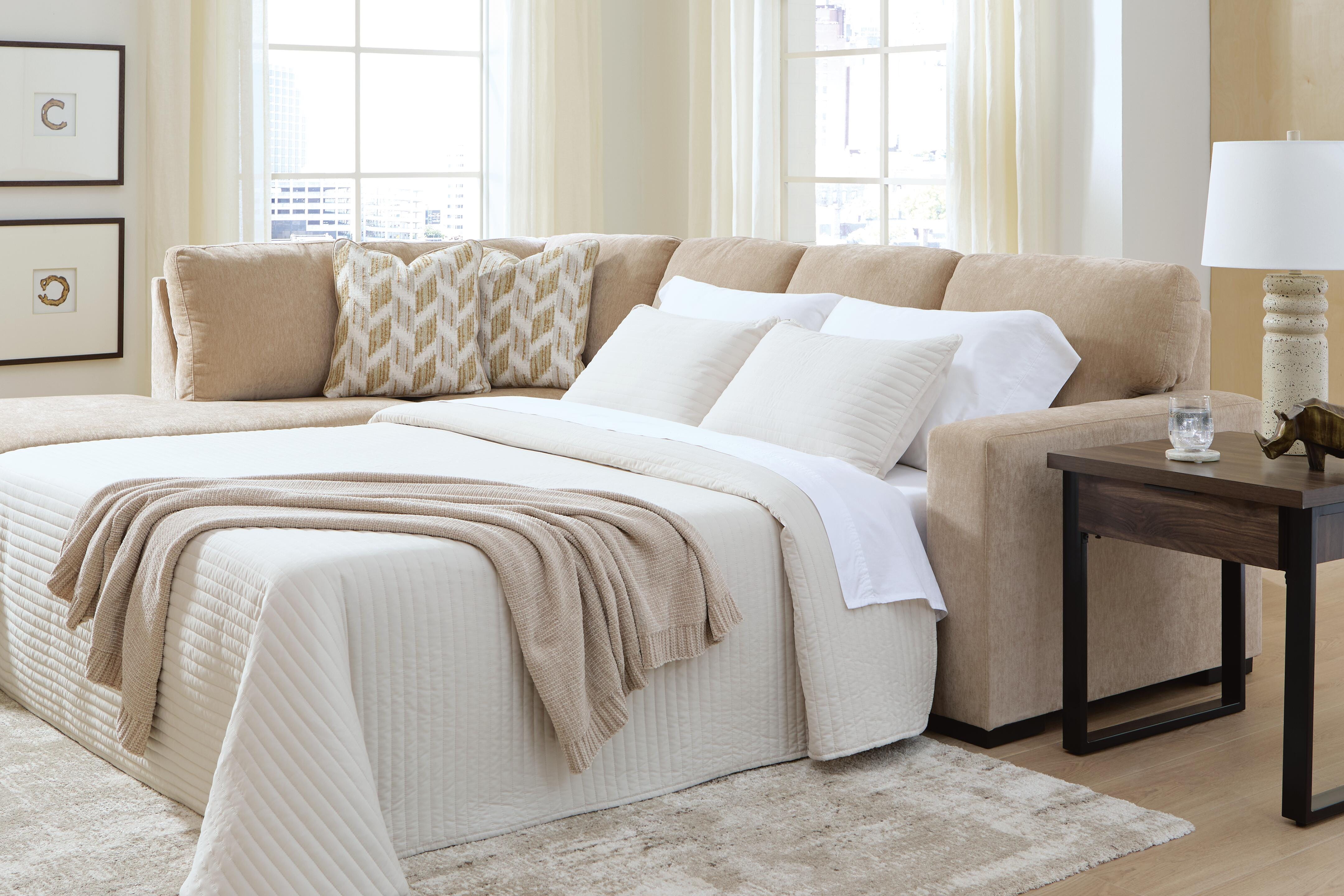 Family Deals Furniture - Ashley Furniture - Bridgepoint Sectional - RAF 2-Piece Sleeper Sectional with Chaise / Almond - PC69507S4