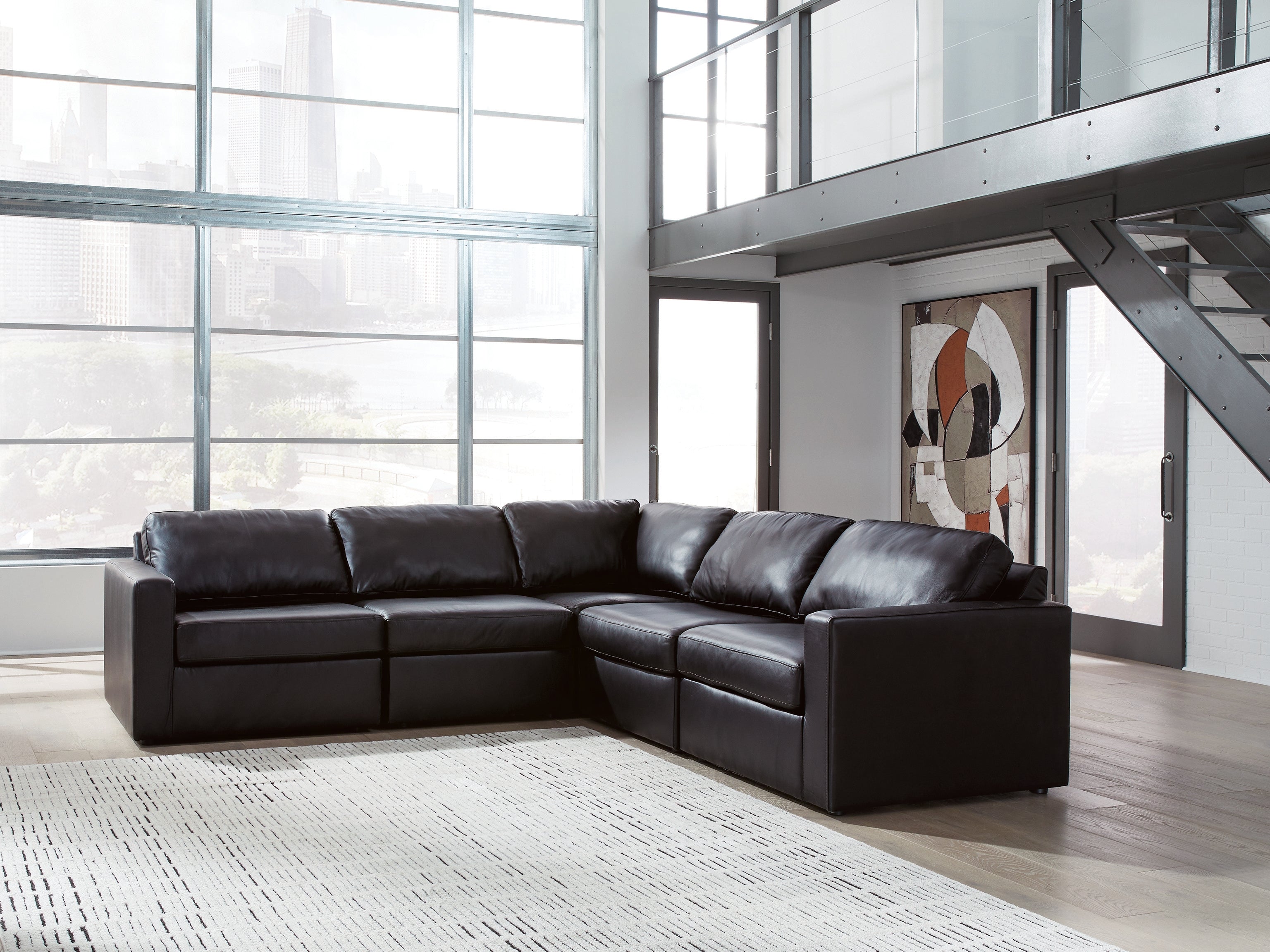 Family Deals Furniture - Ashley Furniture - ModMax II Sectional - RAF 5-Piece Sectional / Black - 74305S6