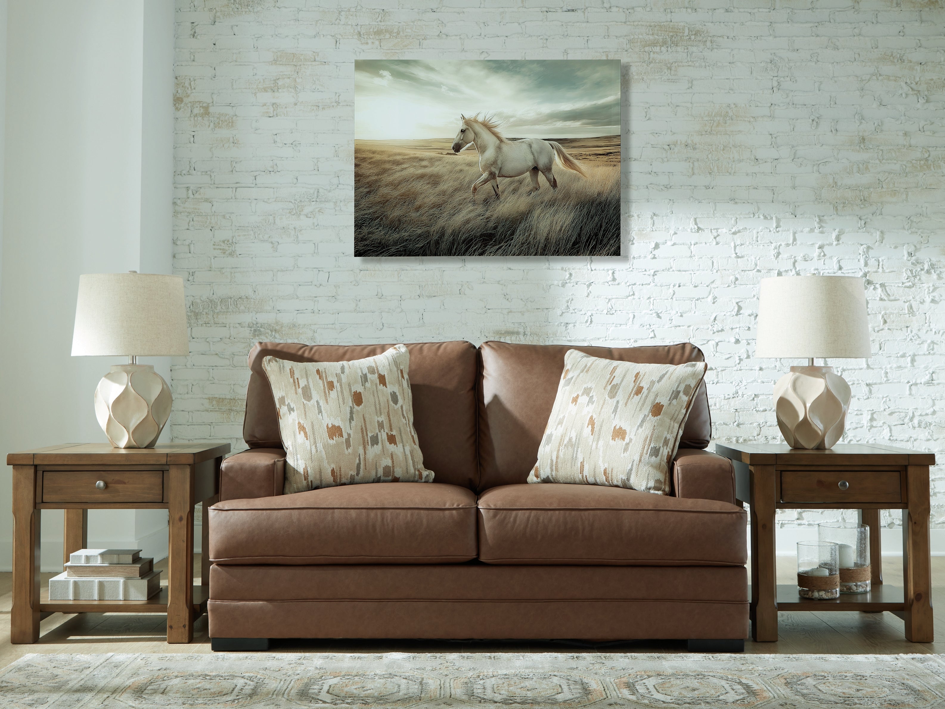 Family Deals Furniture - Ashley Furniture - VillaCourt Living Room - Loveseat / Caramel - 7490935