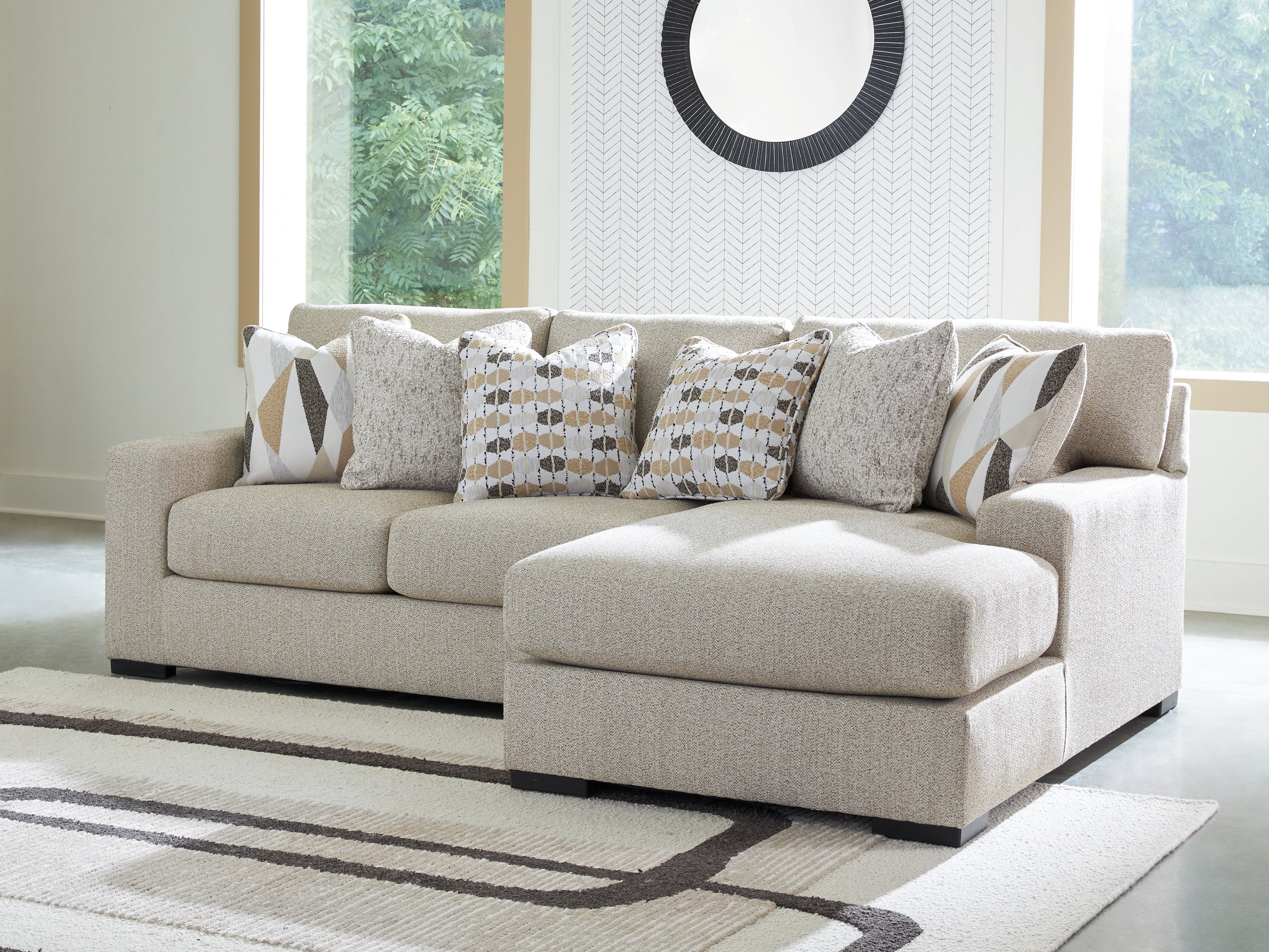 Family Deals Furniture - Ashley Furniture - Laurelgrove Sectional - RAF 2-Piece Sectional Sofa Chaise / Pebble - 75105S3