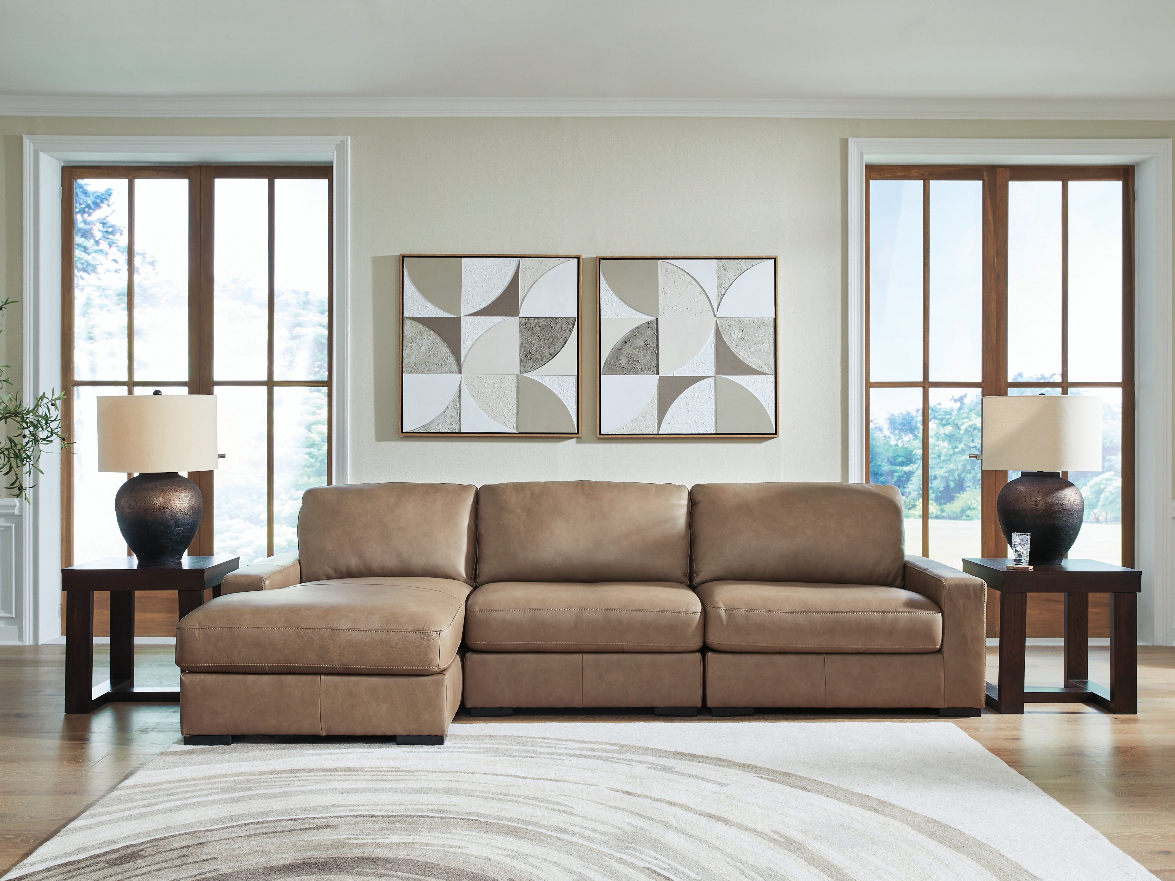 Family Deals Furniture - Ashley Furniture - Veronella Sectional - RAF 3-Piece Sectional with Chaise / Sahara - 76106S5