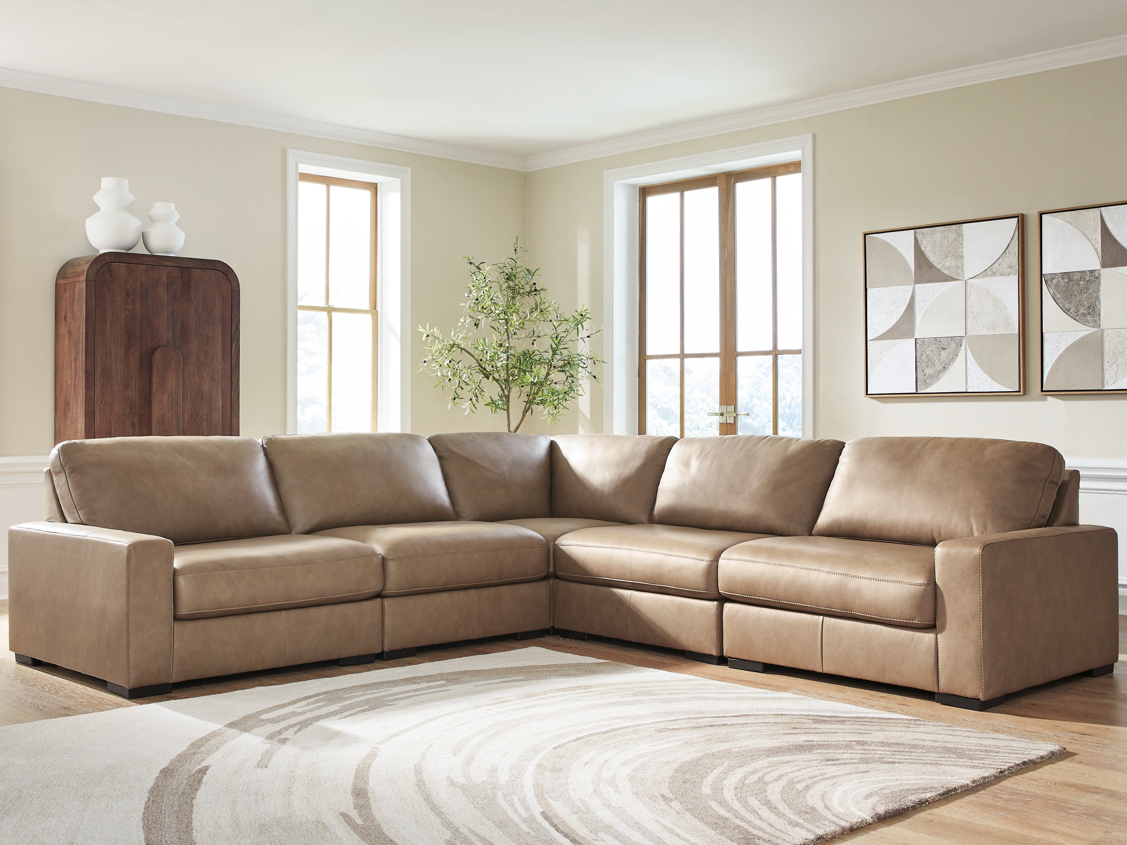 Family Deals Furniture - Ashley Furniture - Veronella Sectional - RAF 5-Piece Sectional / Sahara - 76106S17