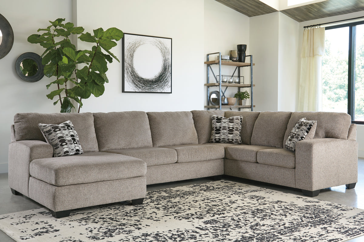 Family Deals Furniture - Ashley Furniture - Ballinasloe Sectional - RAF 3-Piece Sectional with Chaise / Platinum - 80702S1
