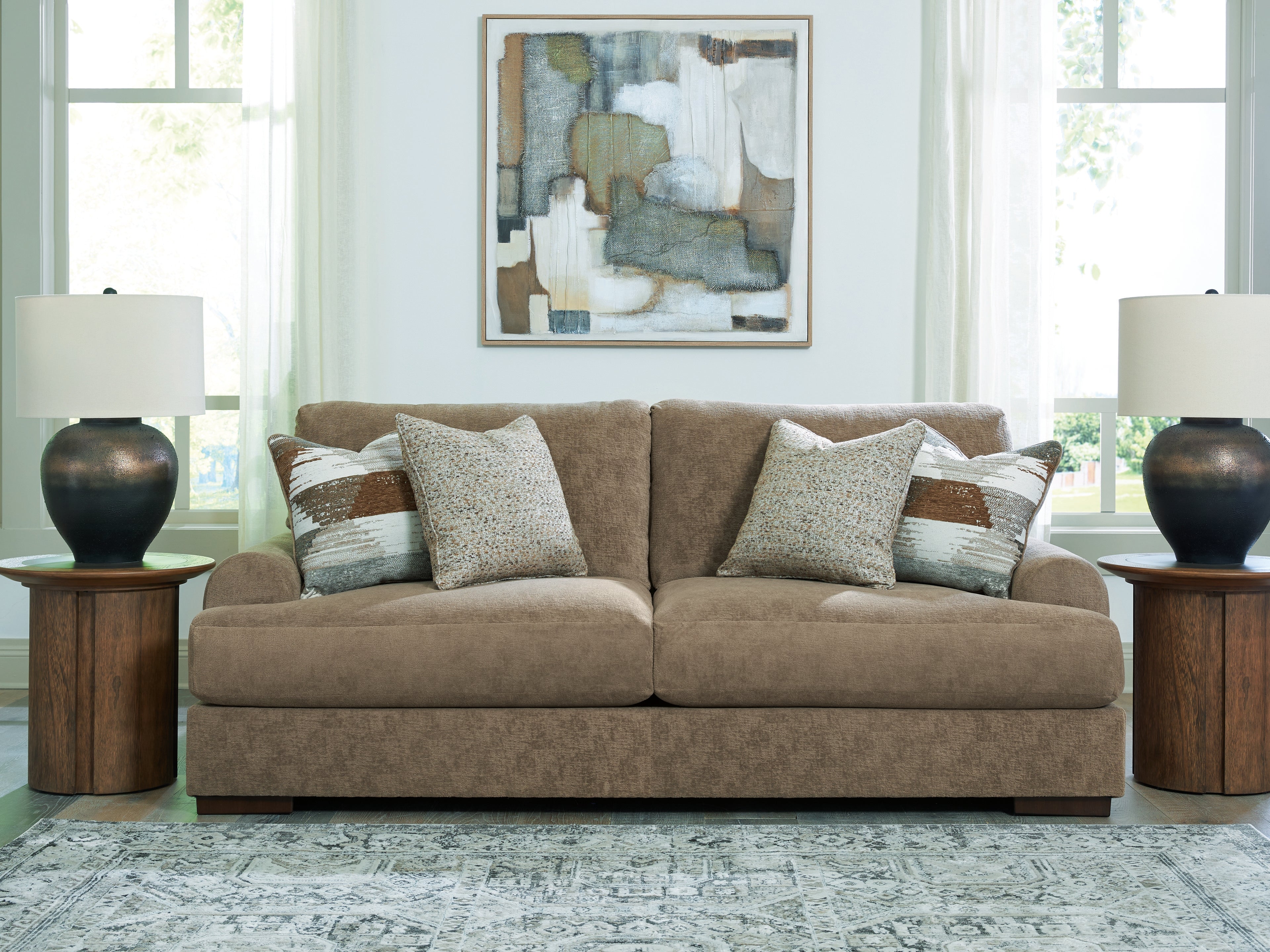 Family Deals Furniture - Ashley Furniture - Jayne Park Living Room - Sofa / Pecan - PC8150538