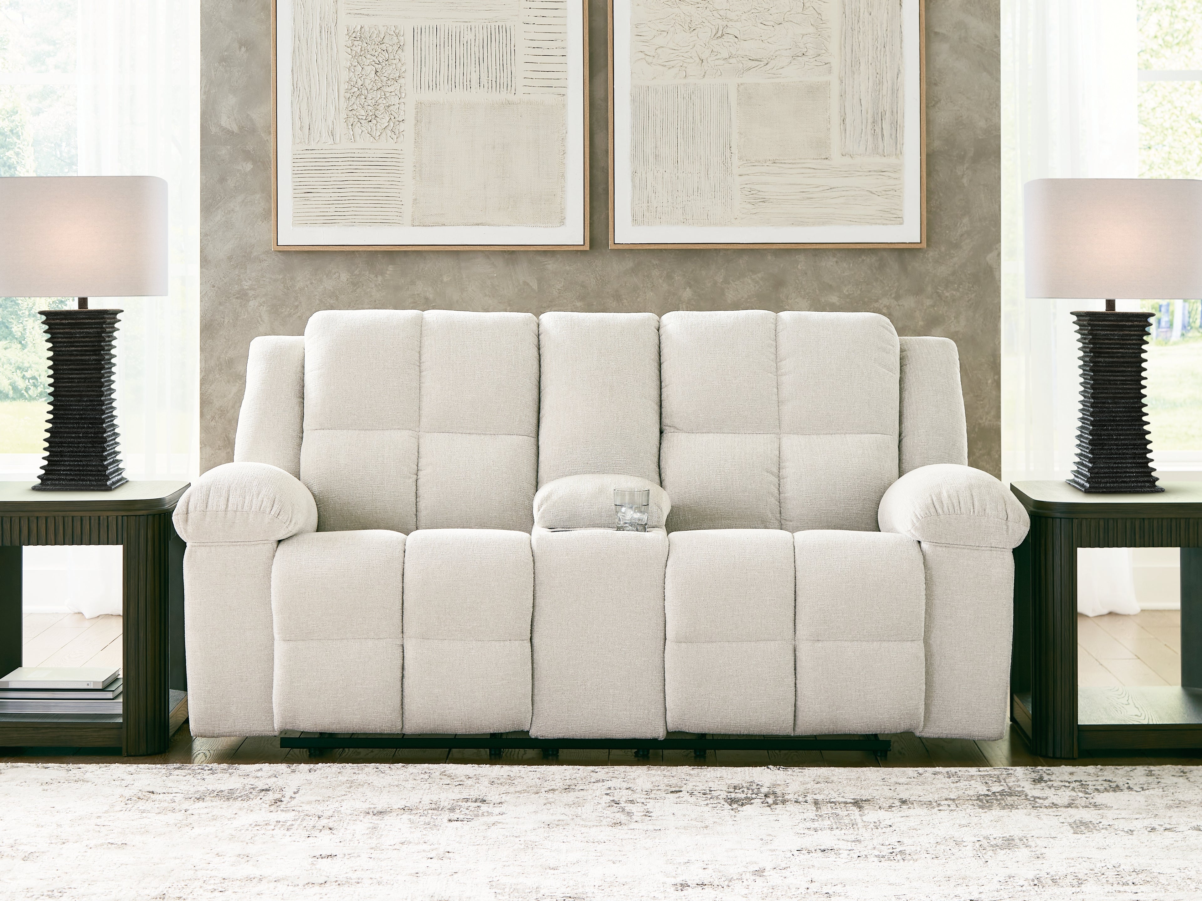 Family Deals Furniture - Ashley Furniture - Orlen Living Room - DBL Rec Loveseat w/Console / Winter - 8160294
