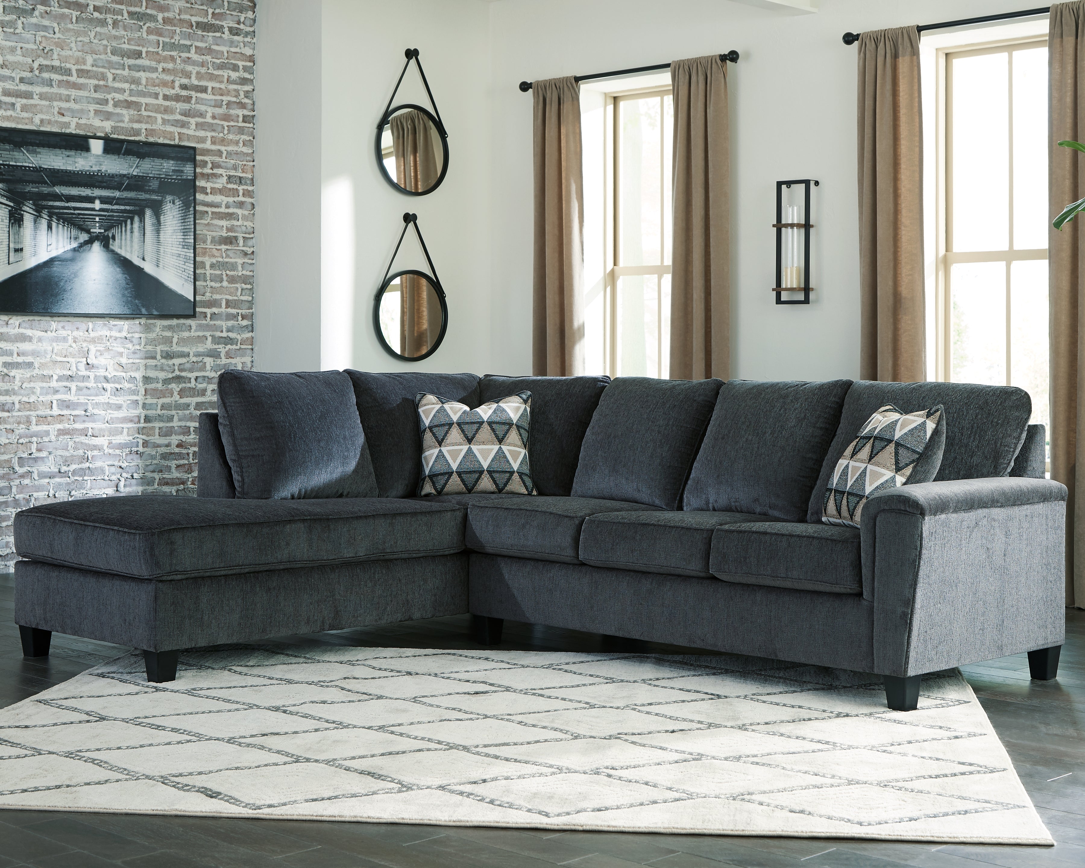 Family Deals Furniture - Ashley Furniture - Abinger Sectional - RAF 2-Piece Sectional with Chaise / Smoke - 83905S1