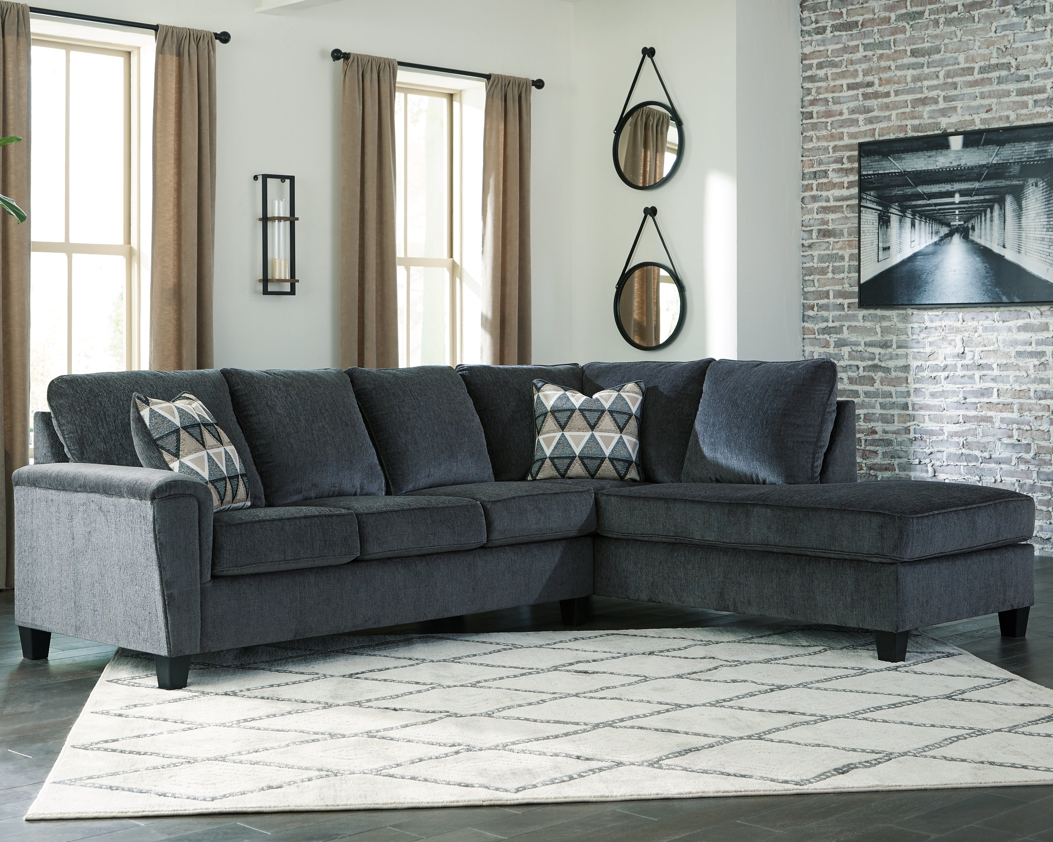 Family Deals Furniture - Ashley Furniture - Abinger Sectional - LAF 2-Piece Sectional with Chaise / Smoke - 83905S2