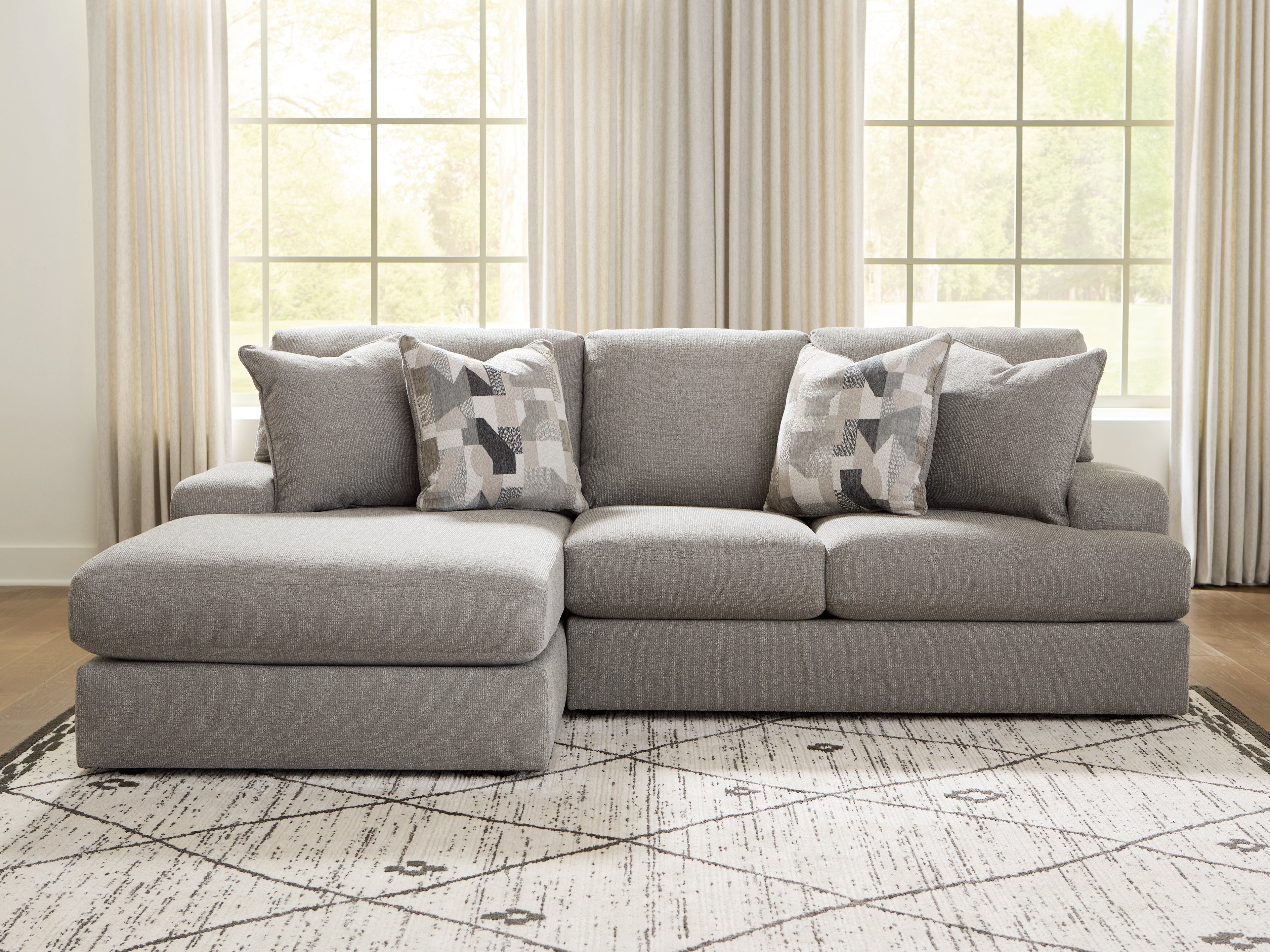 Family Deals Furniture - Ashley Furniture - Lindon Sectional - RAF 2-Piece Sectional with Chaise / Smoke - 84704S1