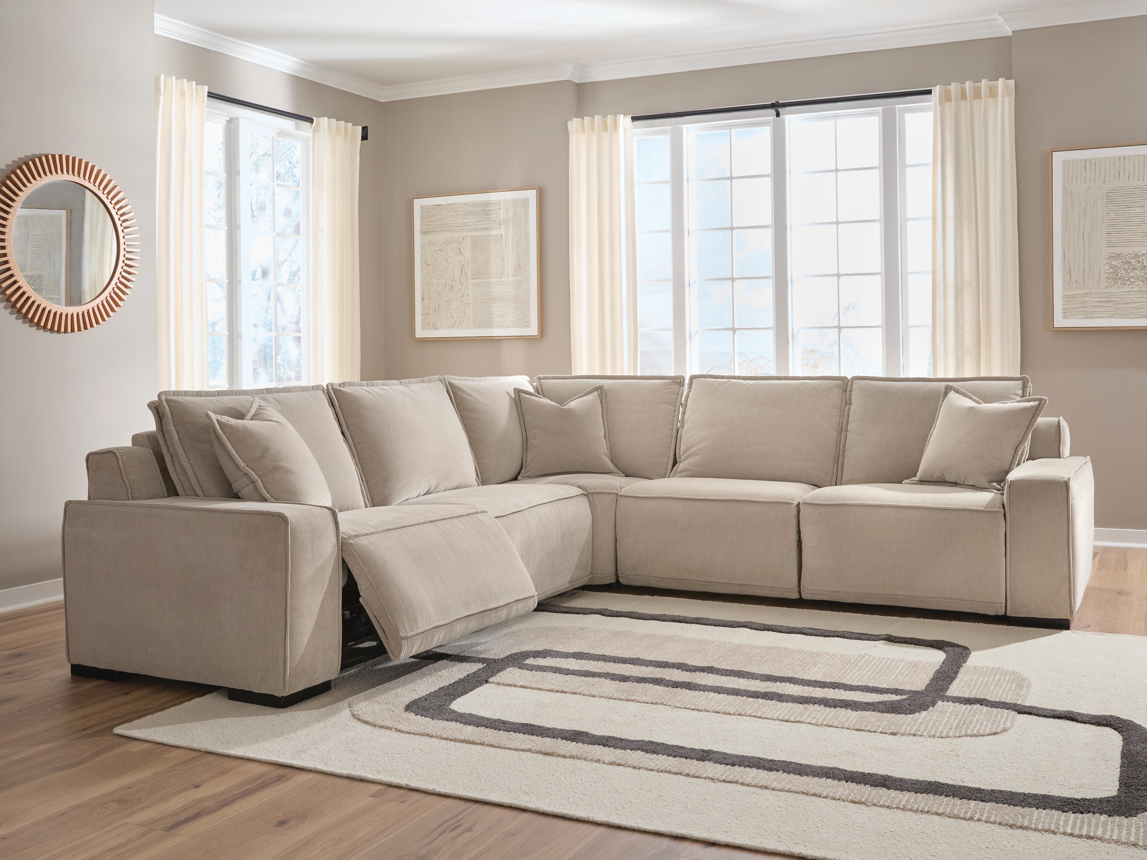 Family Deals Furniture - Ashley Furniture - Carceri Sectional - 5-Piece Power Sectional Reclining Sofa / Cashmere - 87003S4
