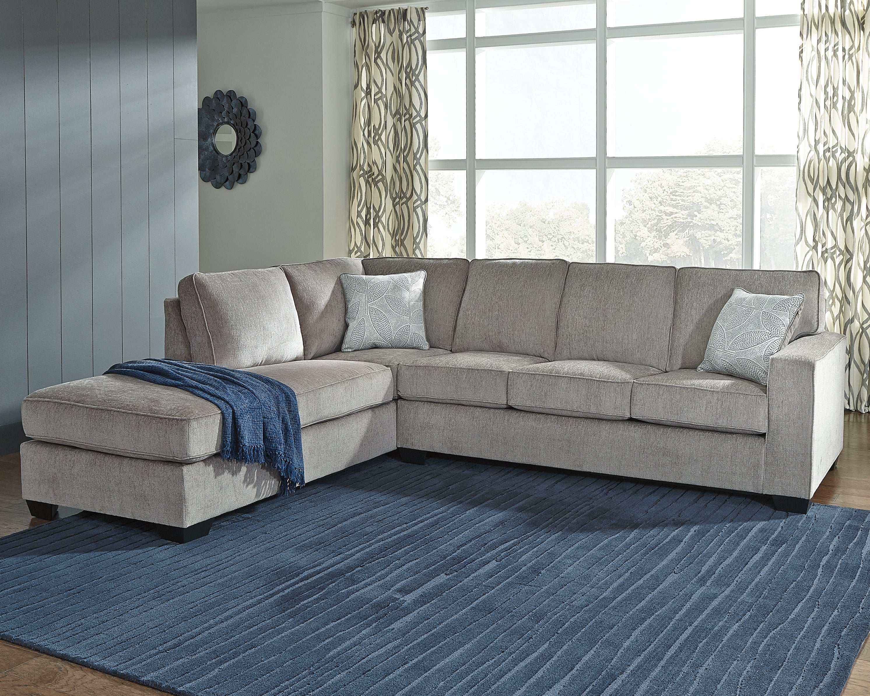 Family Deals Furniture - Ashley Furniture - Altari Sectional - RAF 2-Piece Sectional with Chaise / Alloy - 87214S1